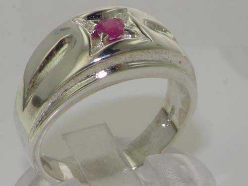 925 Sterling Silver Natural Ruby Men's Wedding Band Ring - Size 4 to 12 - Durable & Hypoallergenic for Daily Wear - Perfect for Engagement, Anniversary & Gift Giving