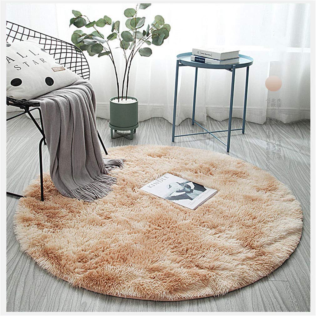 Soft Modern Round Shaggy Area Rug - Non-Skid Fluffy Carpet for Living Room, Bedroom & Nursery | Home Decor Rug in Khaki (160x160cm) - Perfect for Cozy Spaces, Kids Play Areas & Home Styling