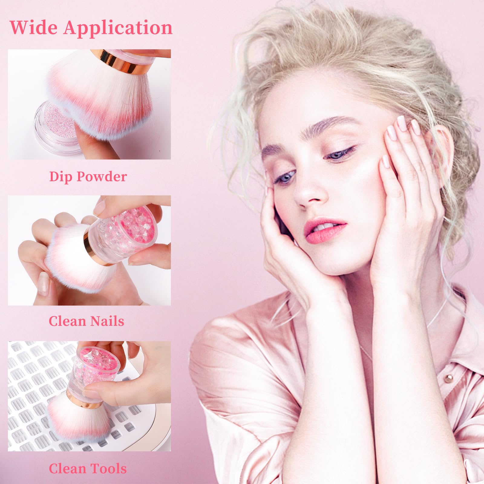 ANGNYA Nail Dust Brush - Acrylic Handle Rose Flower Design, Soft Fluffy Powder Remover for Nail Art & Acrylic Nails | Perfect for Salon, Home Manicures & Professional Nail Technicians