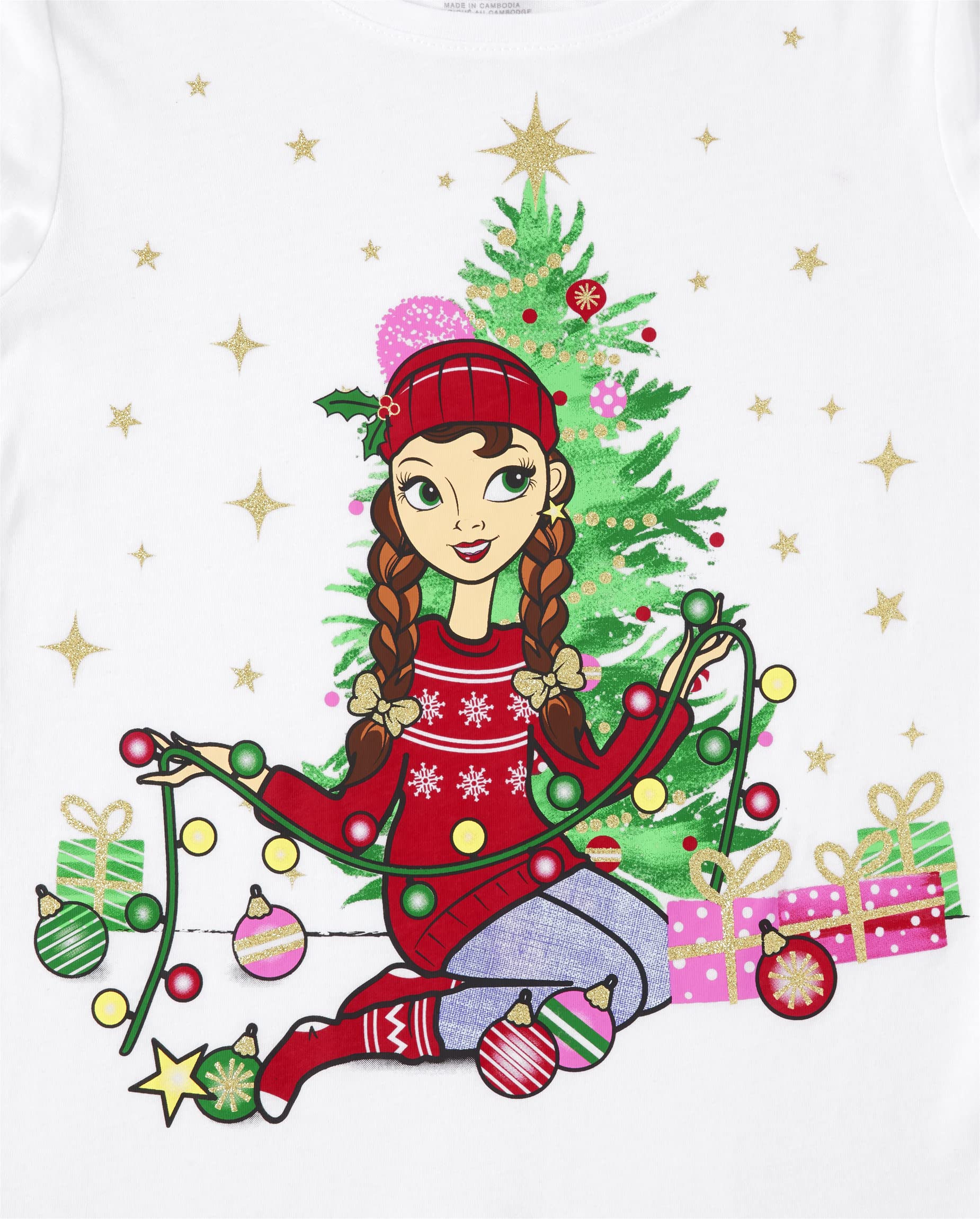 The Children's Place Girls' Holiday Long Sleeve Graphic T-Shirts | Cute Christmas Winter Designs | Perfect for School, Parties & Family Gatherings