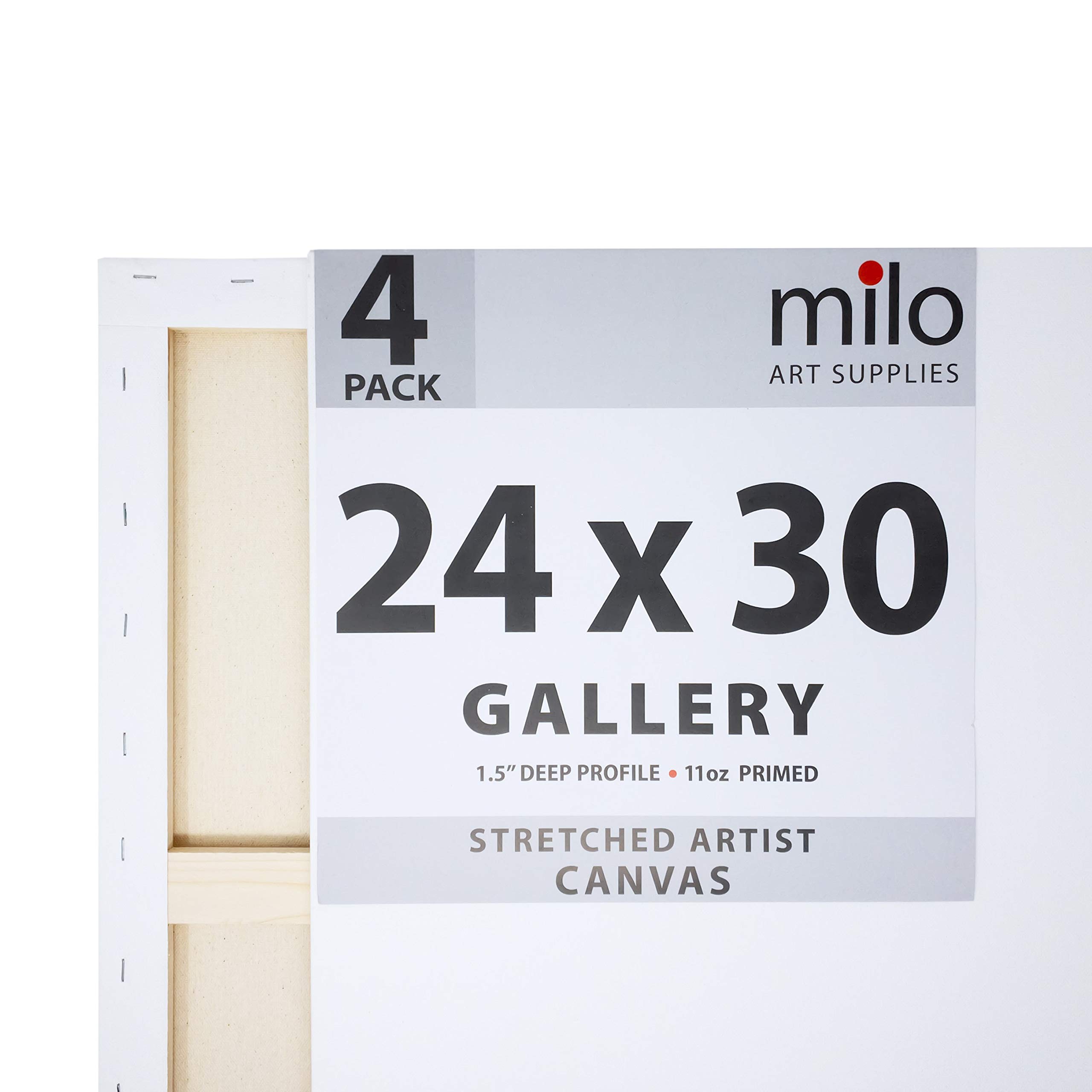 Premium 24x30 Inch Stretched Artist Canvas - 4 Pack, 1.5