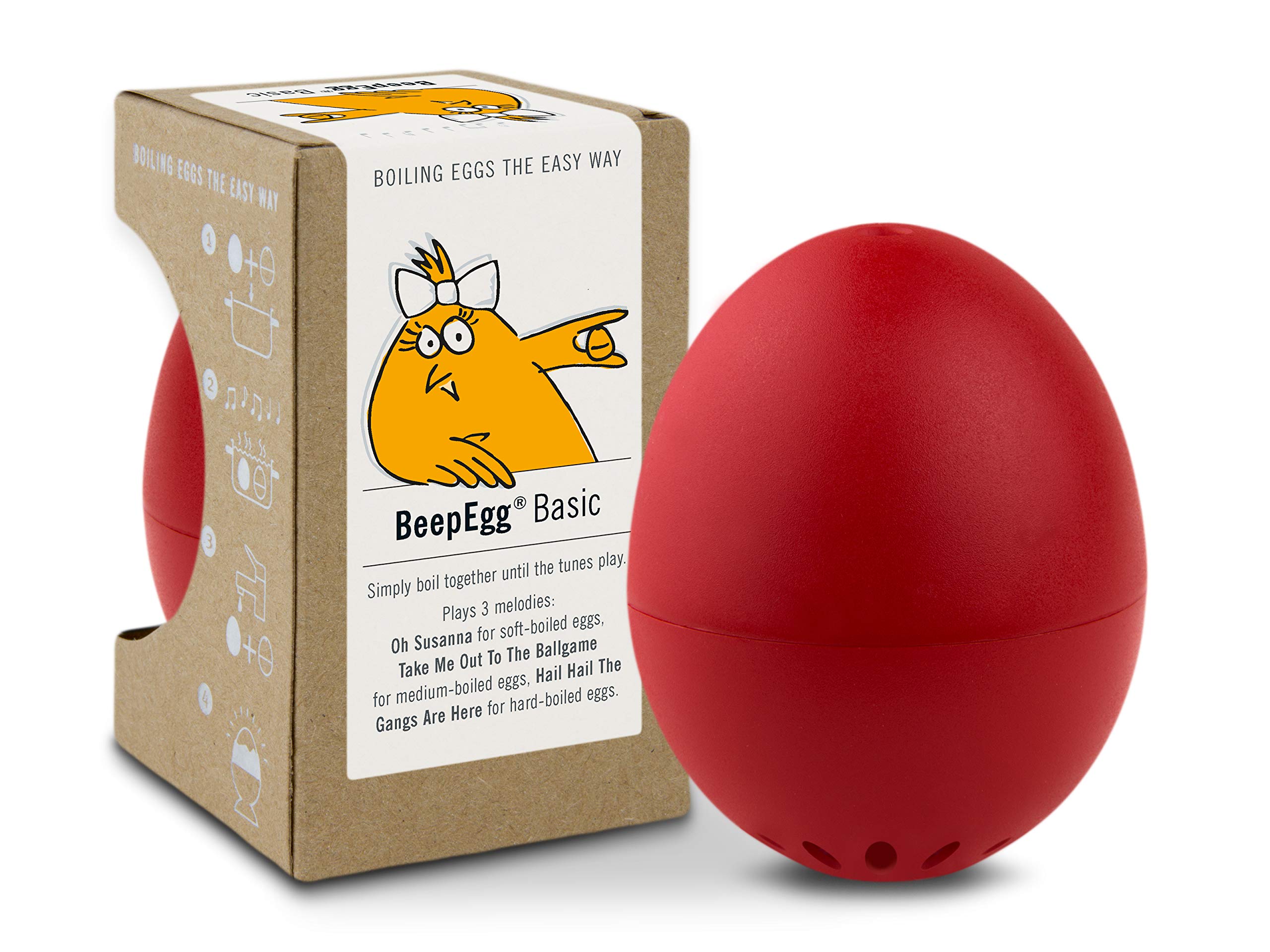 Brainstream Beepegg Egg Timer - Digital Kitchen Timer with Loud Alarm, Countdown & Count Up, Magnetic Back (Red) - Perfect for Cooking, Baking, Fitness & Classroom Activities