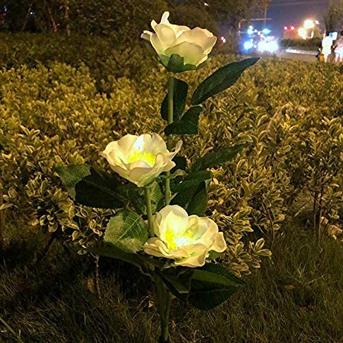 Ubersweet® Solar Flower Lights - 3 Pack Solar Powered Outdoor Garden Decor for Patio, Yard, and Pathway Lighting | Weatherproof & Energy Efficient for Beautiful Nighttime Ambiance