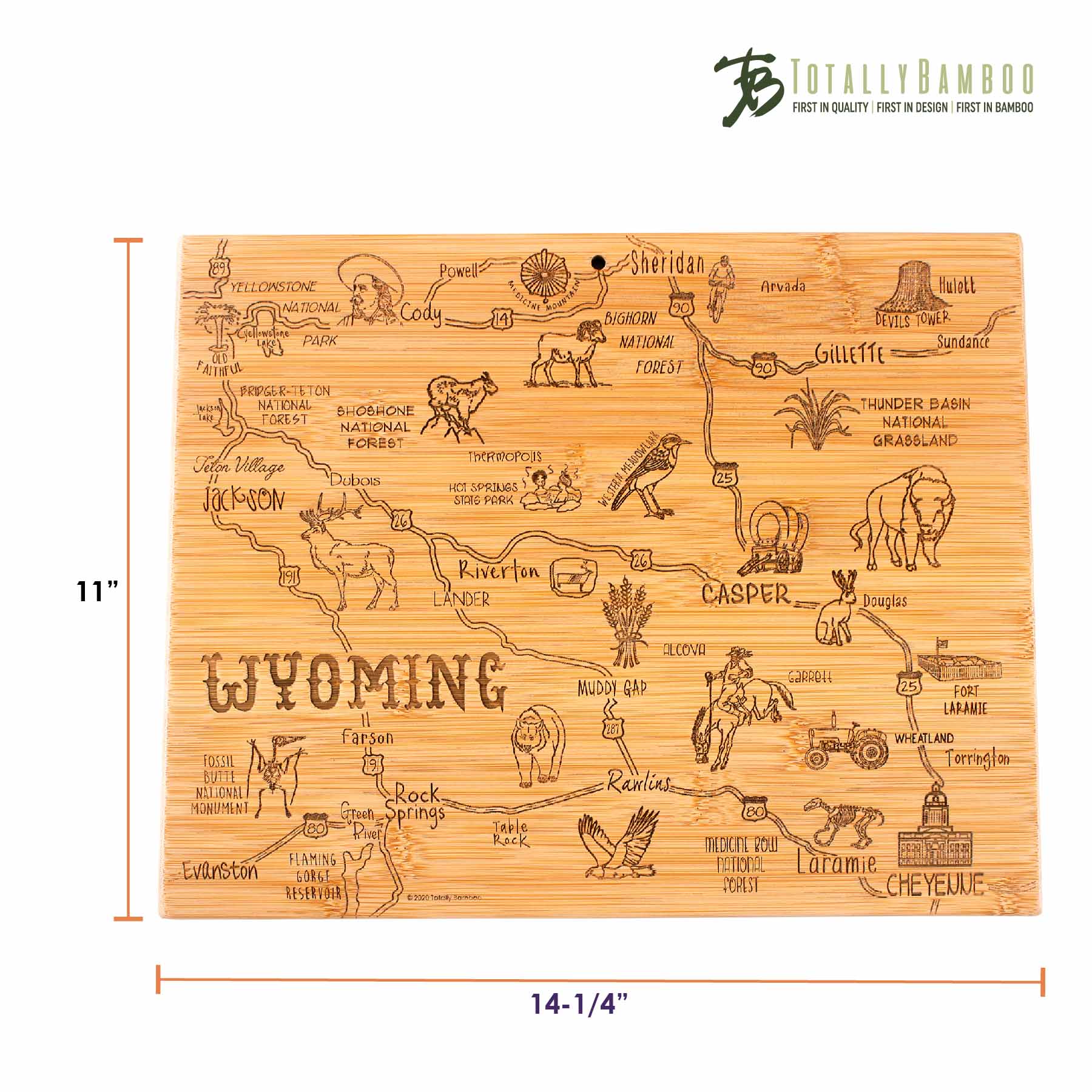 Premium Wyoming-Themed Wooden Cutting Board - 11