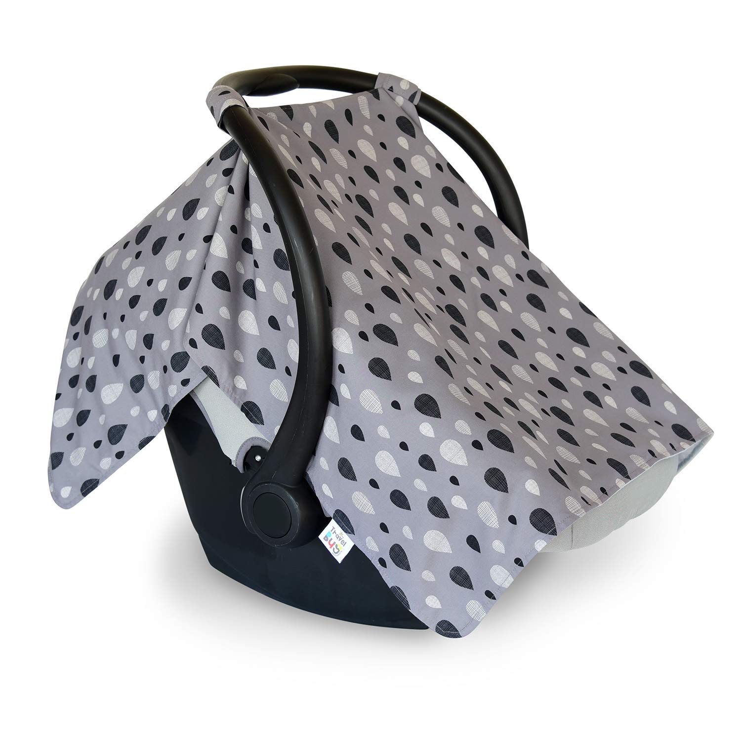 Travel Bug Full Coverage Car Seat Cover - Baby Canopy with UPF 50+ Sun Protection - Perfect for Strollers, Shopping Carts & Outdoor Adventures