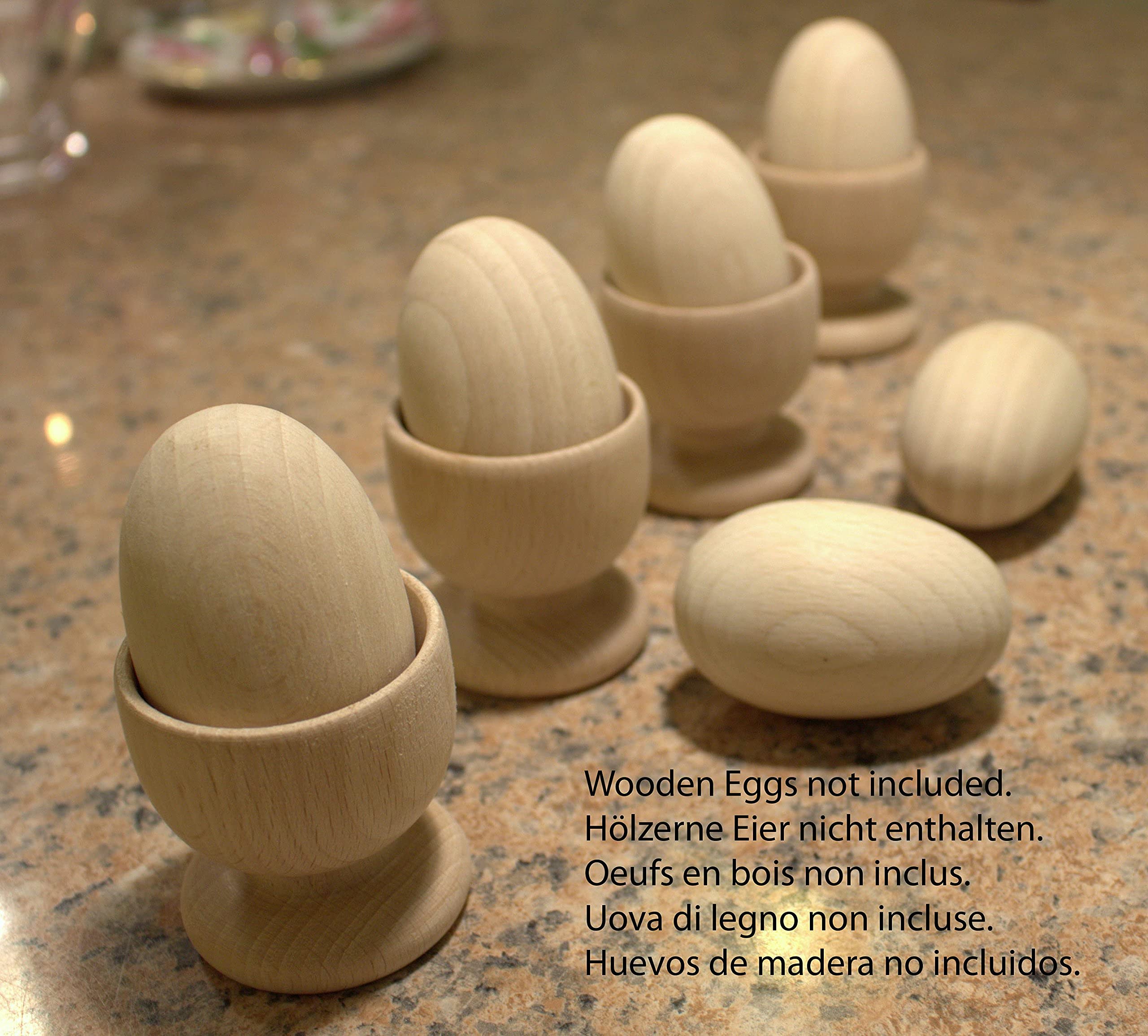 Efo Wooden Egg Cups Set of 4 - Natural Unfinished Wood Boiled Egg Holders for Easter Decor, DIY Arts and Crafts - Perfect Easter Gift for Breakfast, Kitchen Decor, and Holiday Table Setting