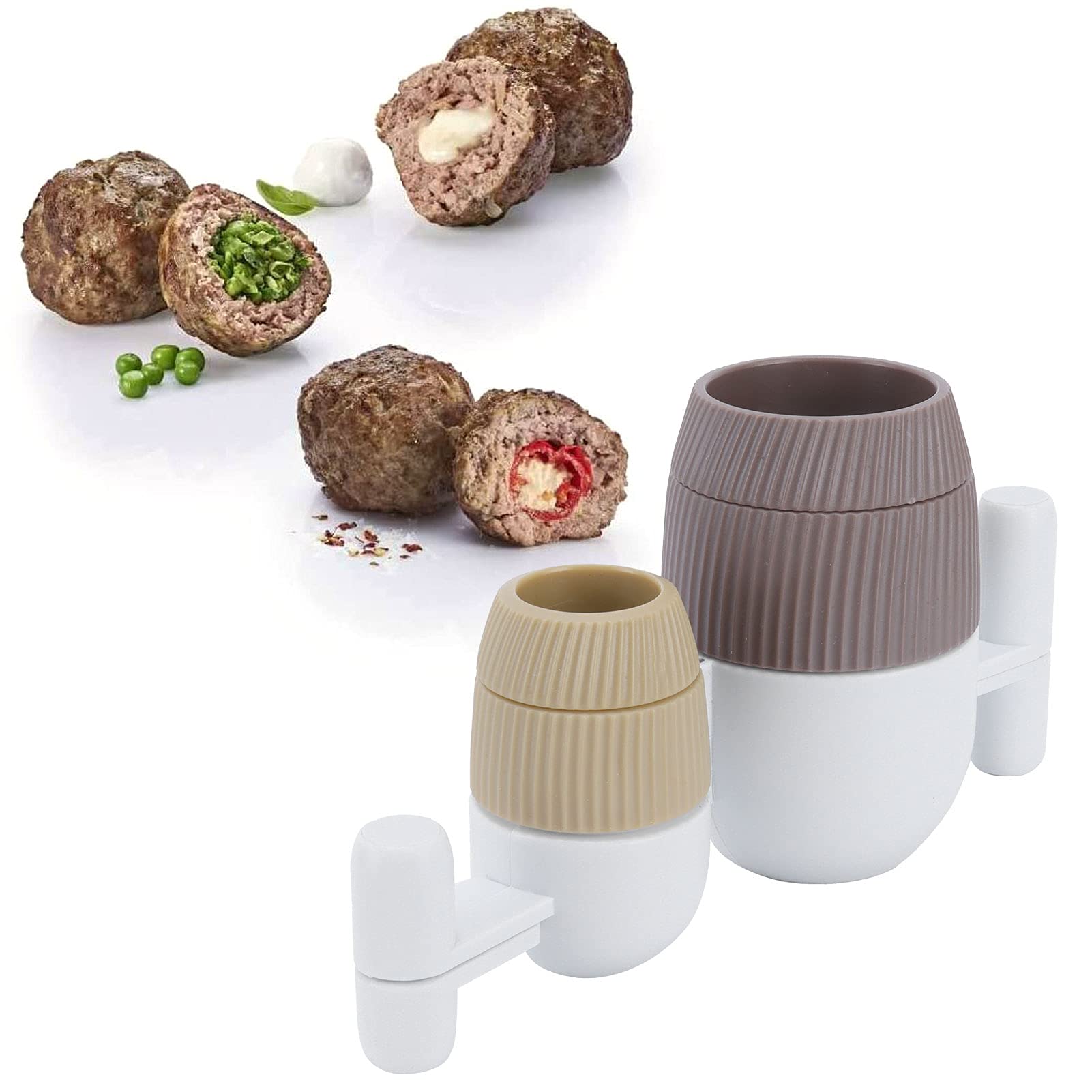 2Pcs Meatball Maker Set - Creative Handmade Stuffed Meatball & Rice Ball Mold for Kitchen Cooking Tools | Perfect for Making Homemade Meatballs, Dumplings & Sushi Rice Balls