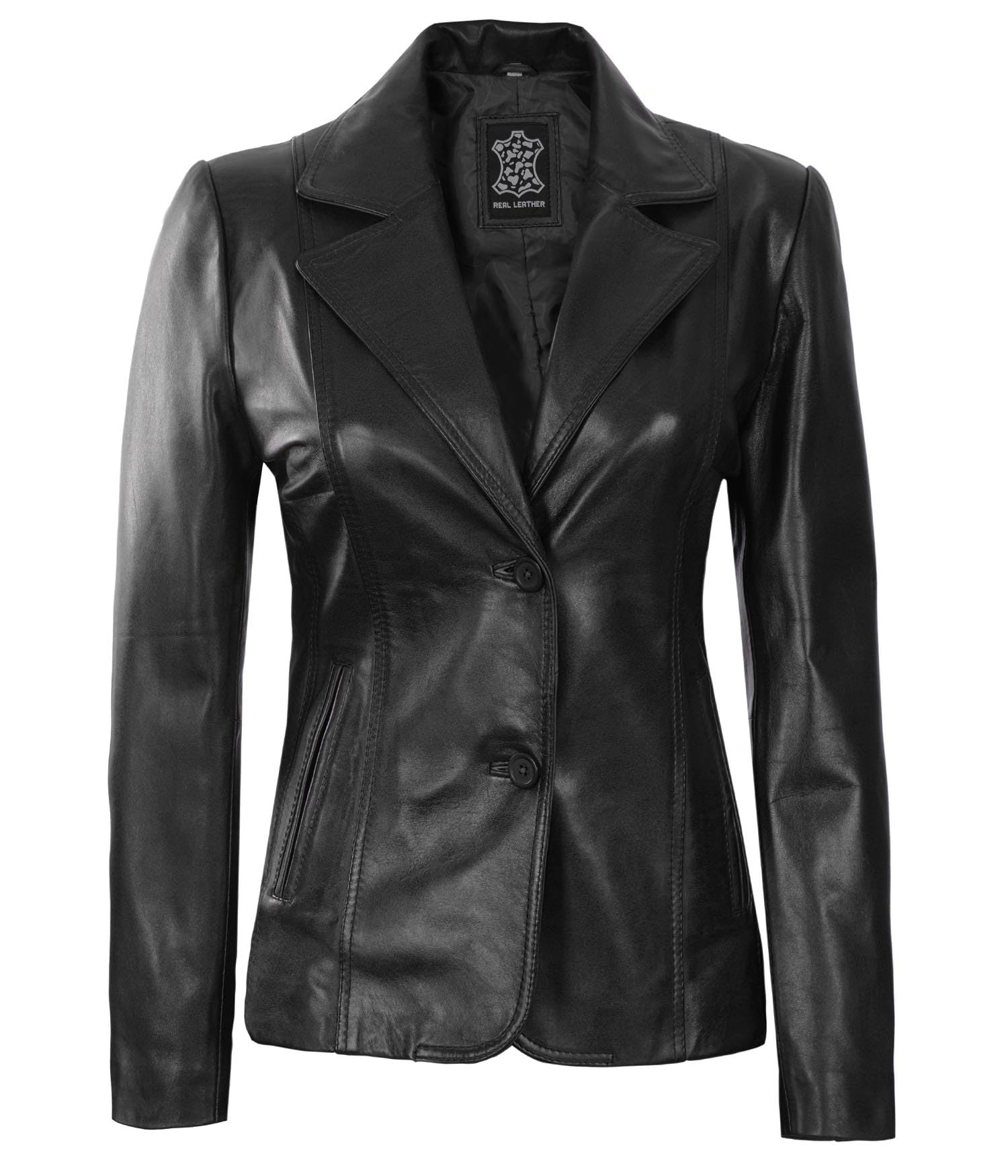 Blingsoul Women's Genuine Leather Blazer Jacket - Stylish Leather Car Coat for Women | Perfect for Office, Dating & Night Out