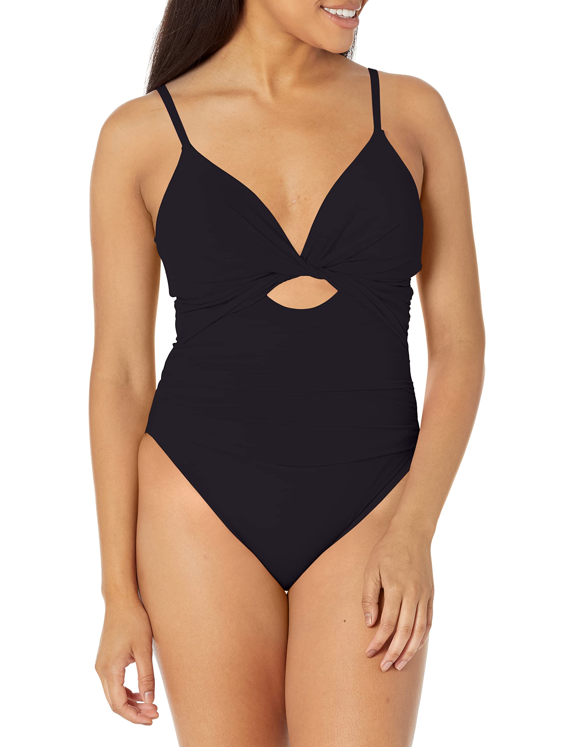 La Blanca Women's One Piece Swimsuit with Twist Keyhole Design - Island Goddess Bathing Suit for Beach Vacation & Pool Party | Flattering Swimwear for Summer