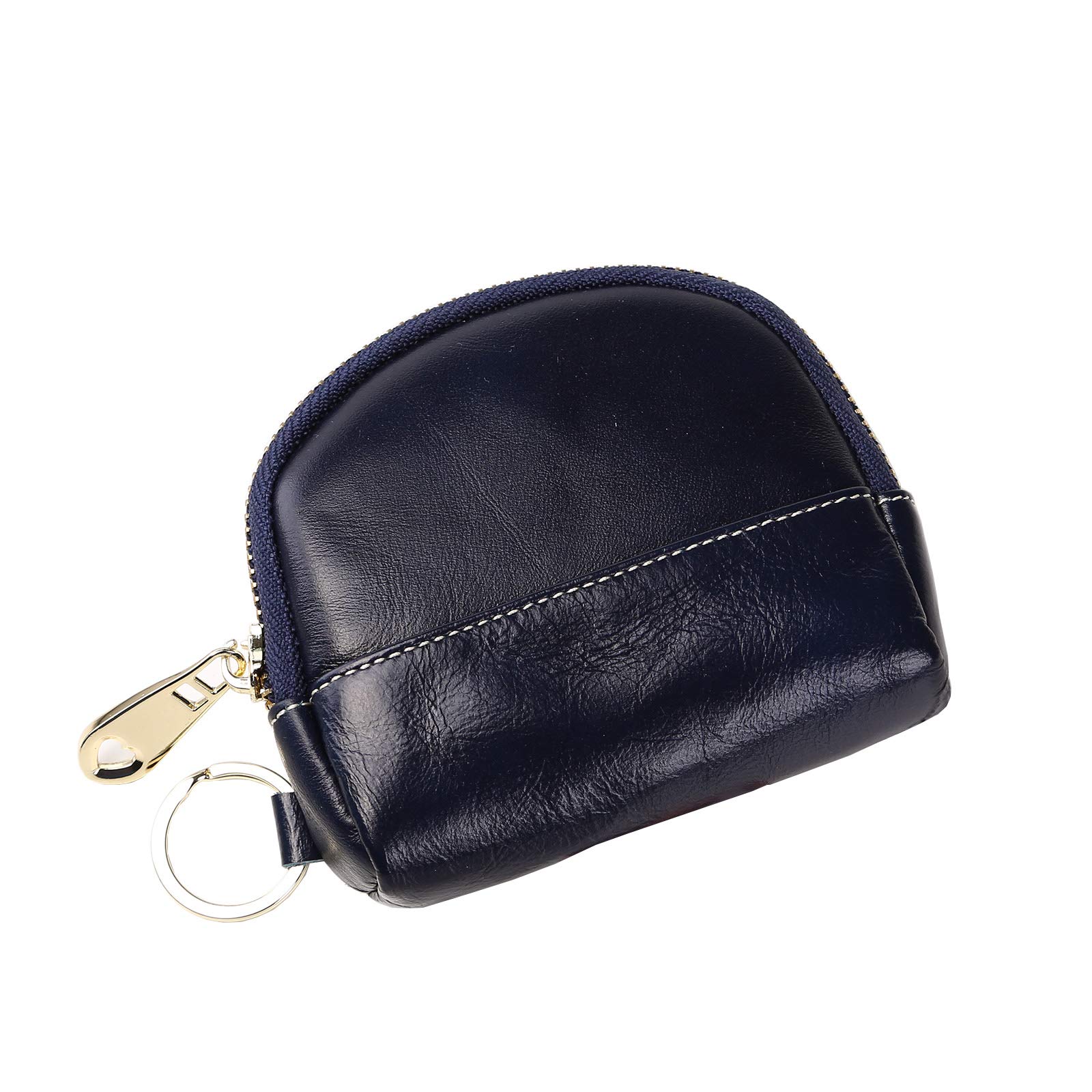 Women's Leather Coin Purse & Keychain Wallet - Dark Blue Change Pouch for Cash, Coins & Keys | Perfect for Everyday Use, Travel & Gift Giving