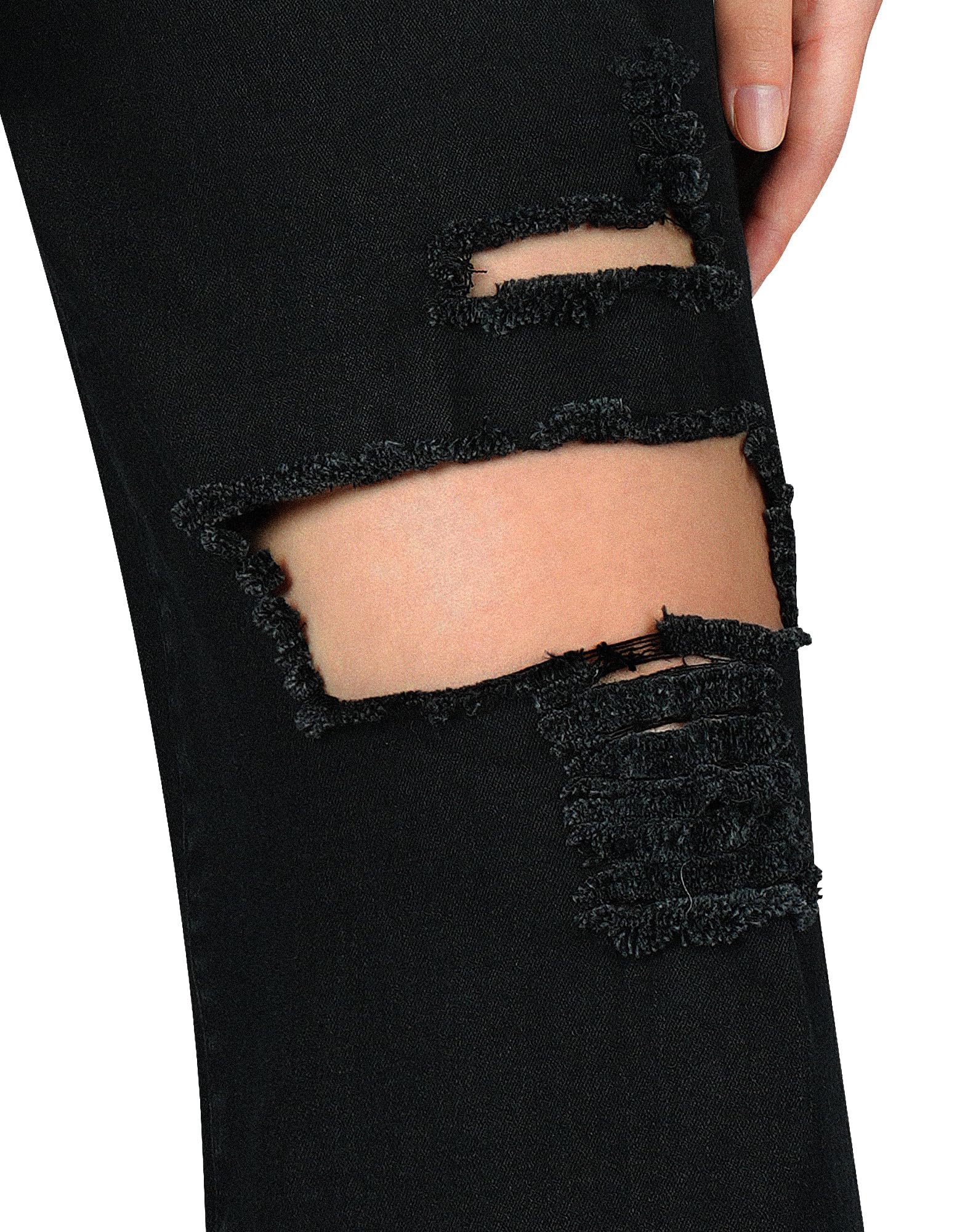 Roswear Women's High Waist Stretch Ripped Boyfriend Jeans - Loose Fit Baggy Denim Pants with Distressed Details (Style 6087) | Perfect for Casual Outfits, Streetwear & Everyday Comfort