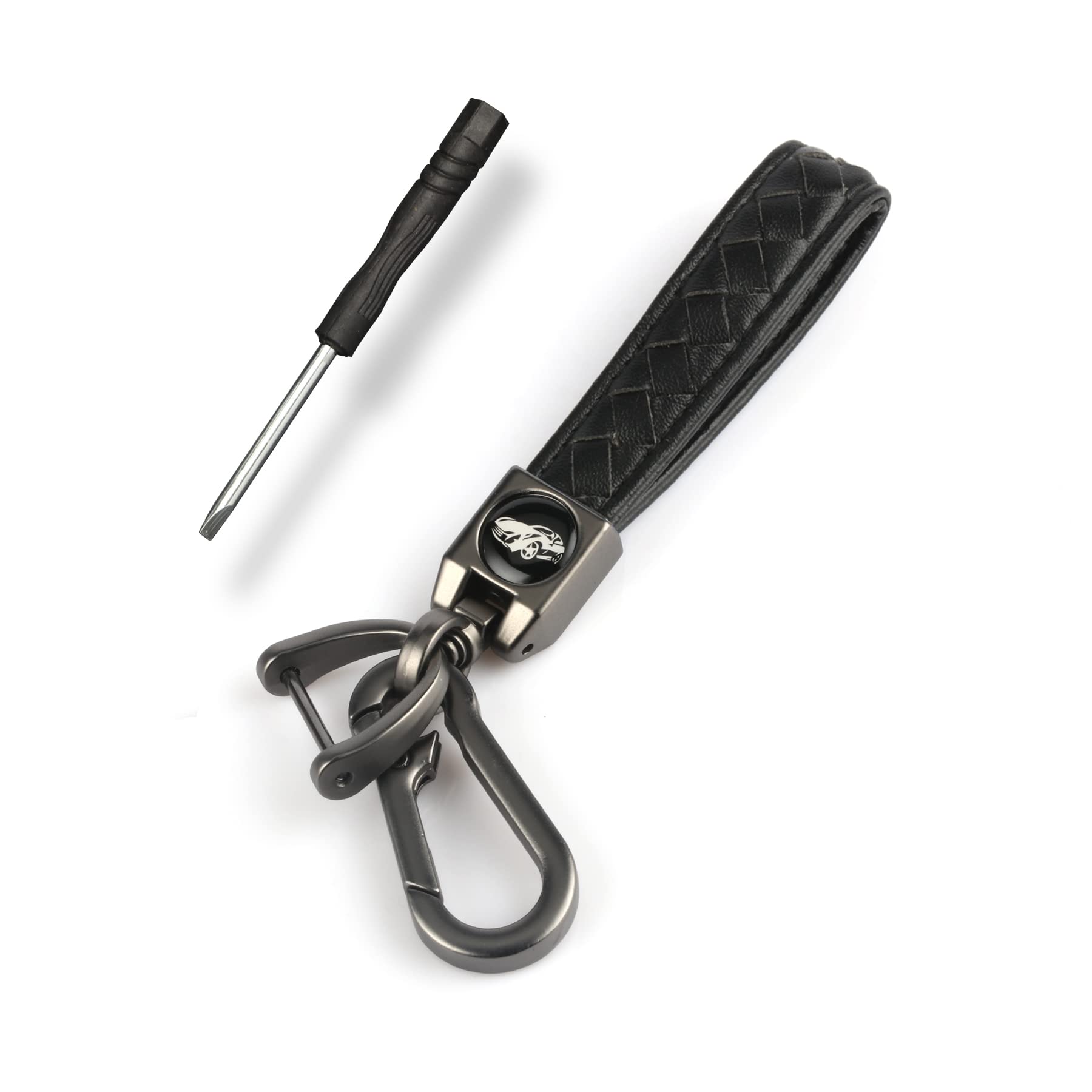 Genuine Leather Keychain for Car Keys - Stylish Business Keyring Accessory for Men & Women - Perfect for Office, Home & Travel - Black