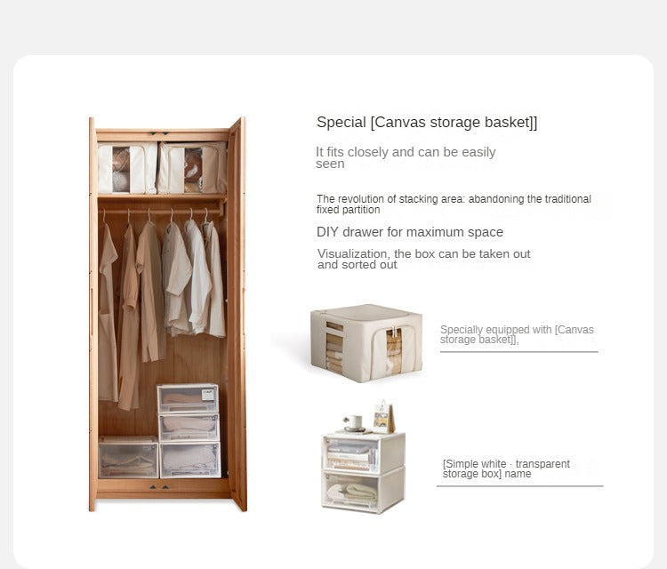 Solid Oak Wood Wardrobe with High Doors - Spacious Storage for Bedroom, Closet & Home Organization