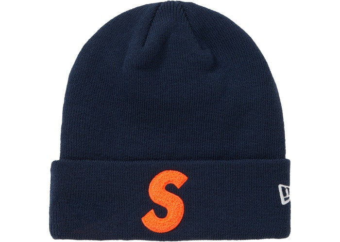 Supreme x New Era S Logo Beanie - Winter Knit Hat for Men & Women - Navy Blue Beanie for Cold Weather - Streetwear Fashion Accessory - Perfect for Urban Outfits & Outdoor Activities