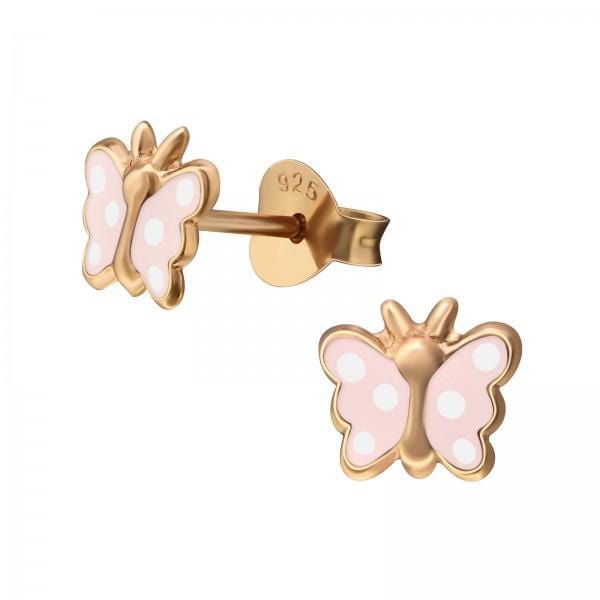 Rose Gold Butterfly Stud Earrings for Kids - Cute & Hypoallergenic Girls' Jewelry Gift for Birthdays, Parties & Everyday Wear