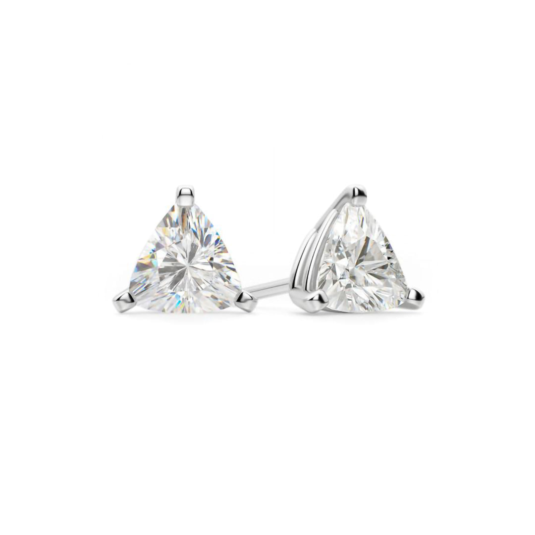 14K White Gold Trillion Cut Stud Earrings for Women - Elegant Everyday Jewelry for Work, Parties & Special Occasions