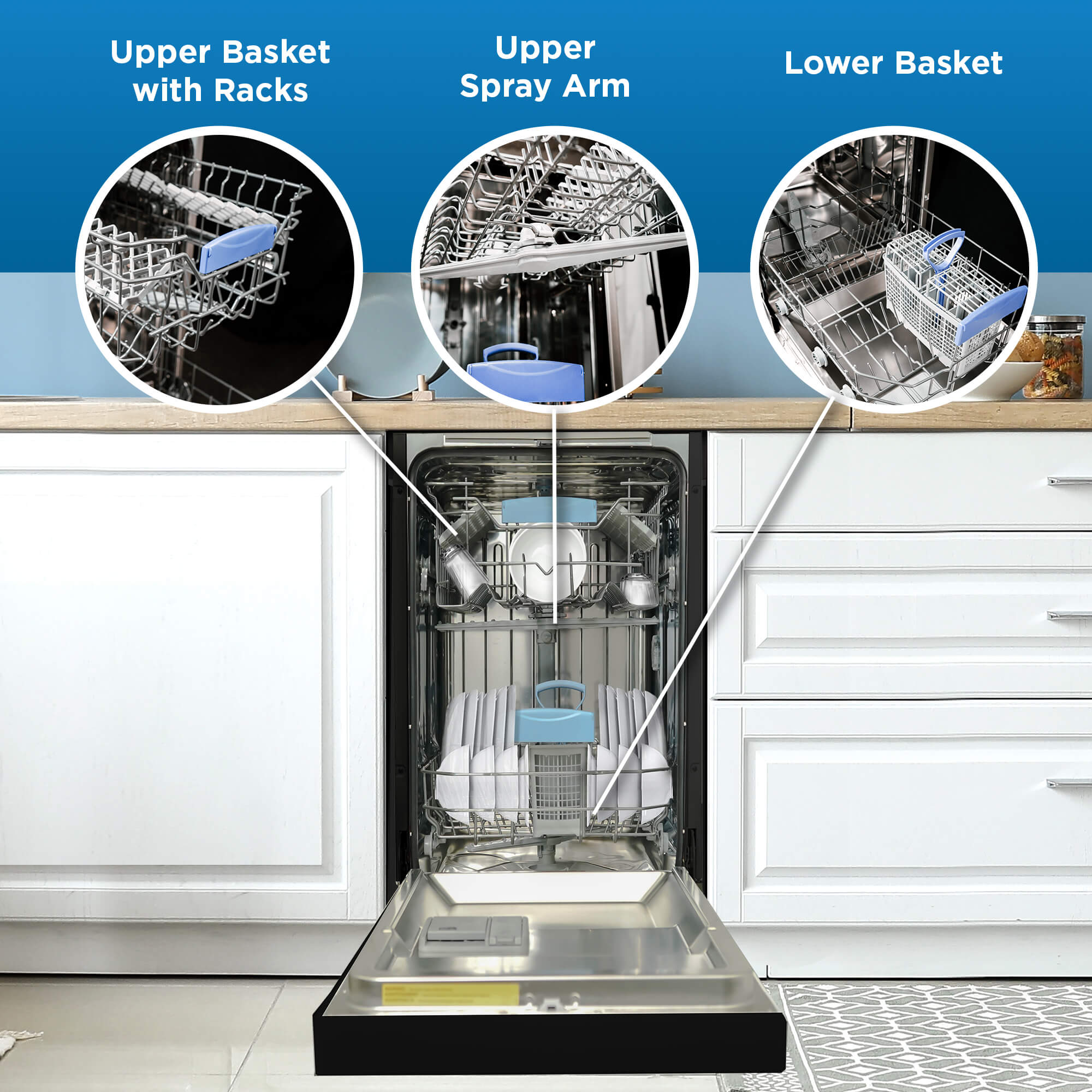 Danby DDW18D1EB 18 Inch Built-In Dishwasher - Energy Star Certified, Black Stainless Steel for Compact Kitchens, Apartments & Small Spaces
