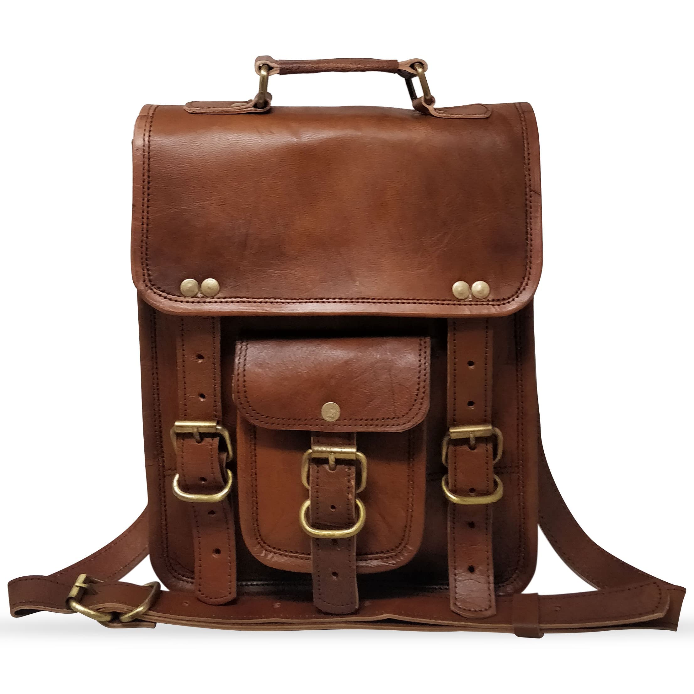 Vintage Leather Messenger Bag for Women & Men - Crossbody Shoulder Satchel Compatible with iPad & Tablet | Perfect for Work, Travel & Daily Commute