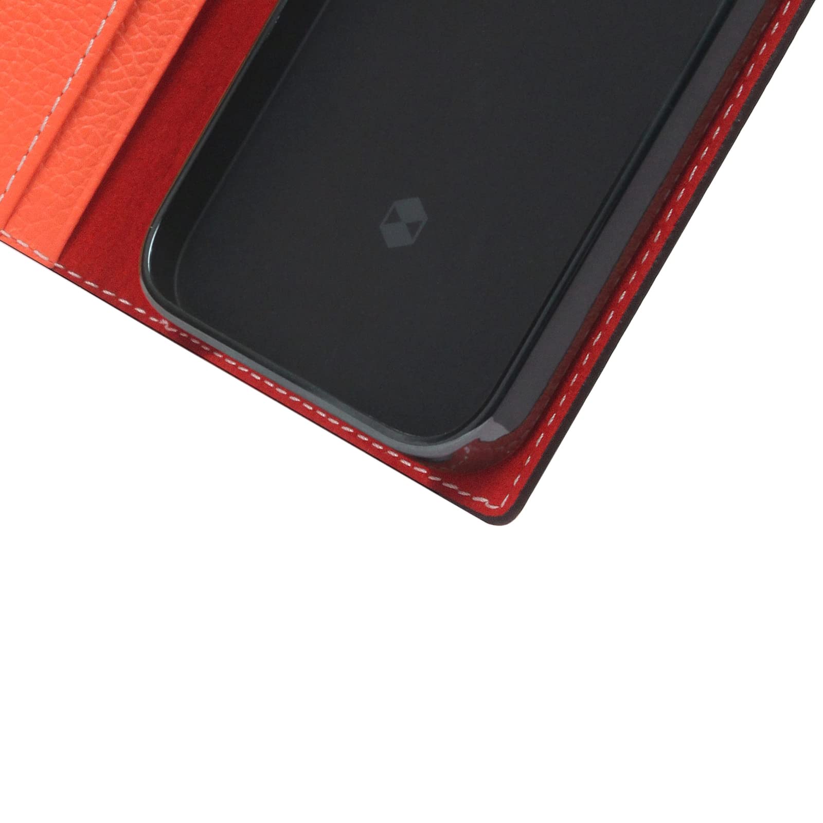 Premium SLG D8 Neon Full Grain Leather Wallet Case for iPhone 12 Pro Max - Handcrafted Diary Style with Card Slots & Cash Pocket | Luxury Protective Phone Cover for Business & Travel | Gift Box Included (Coral)