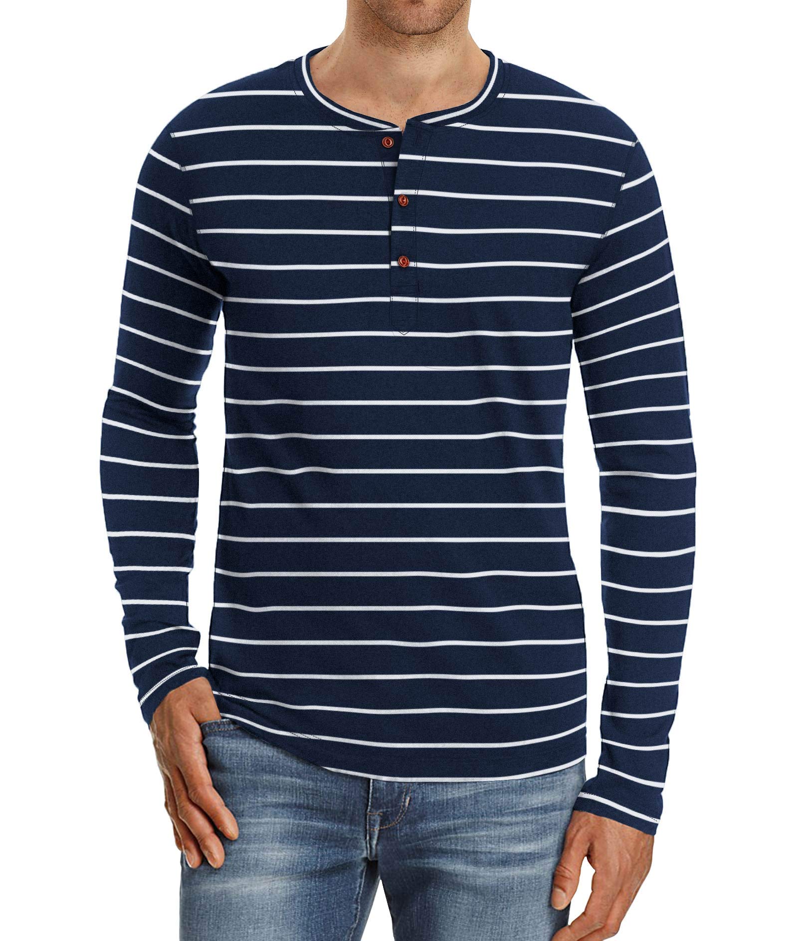 **NITAGUT Men's Casual Henley T-Shirt - Long & Short Sleeve Basic Tee with Front Placket | Comfortable & Stylish for Everyday Wear, Work, and Outdoor Activities**