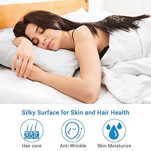 2 Pack Cooling Pillowcases - Premium Silky White Stripes, Arc Chill Technology, Q Max 0.3 | Breathable & Moisture-Wicking for Hot Sleepers | Perfect for Summer Nights & Hot Flashes Relief