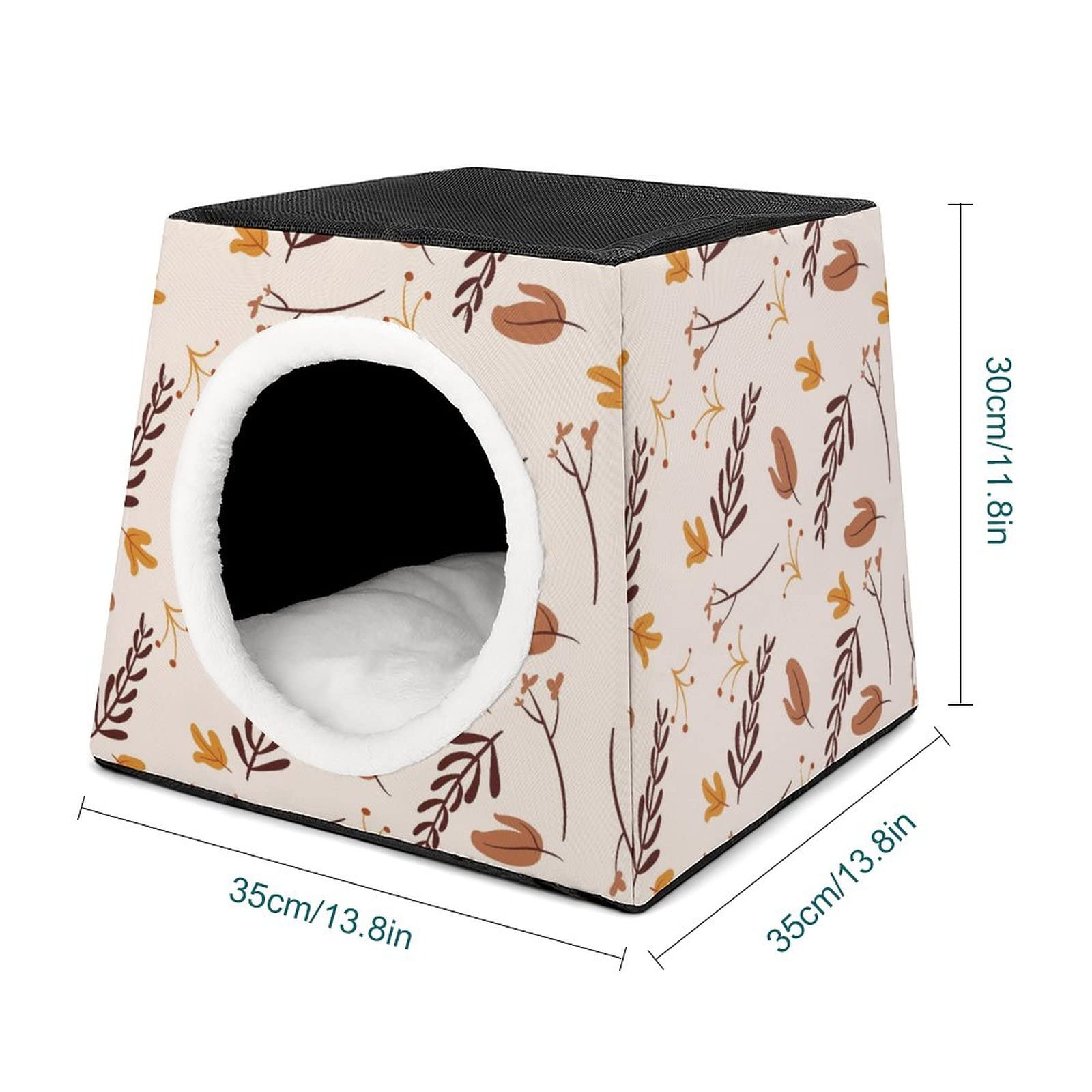 3-in-1 Multi-Functional Cat House with Autumn Leaves Print - Cozy Cat Bed, Sofa & Shelter for Indoor/Outdoor Use - Perfect for Napping, Lounging & Playtime