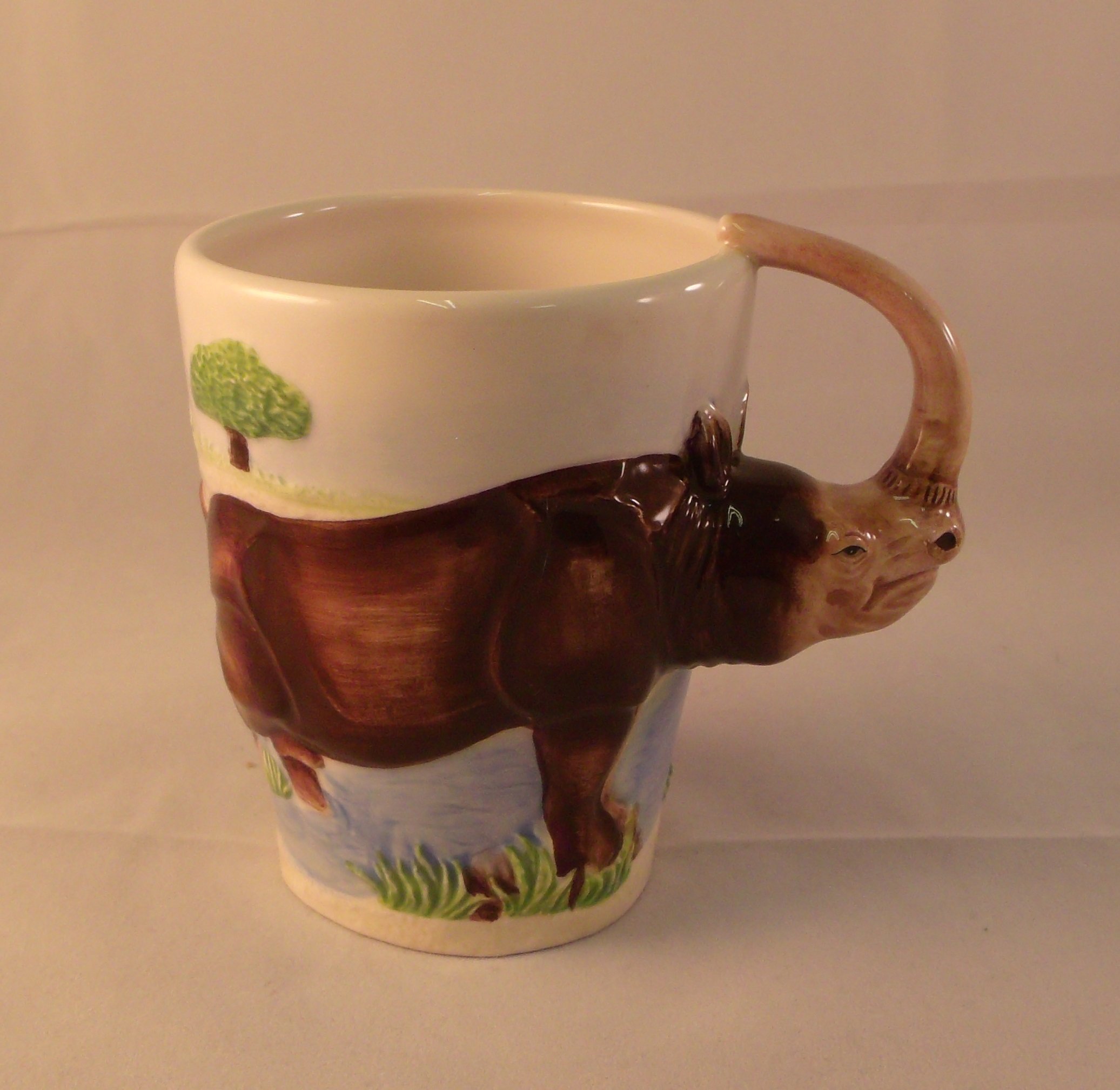 Handcrafted Ceramic Rhinoceros Mug - 10 Oz Unique Animal-Themed Coffee Cup for Home, Office & Gifts - Perfect for Tea, Hot Chocolate & Morning Coffee
