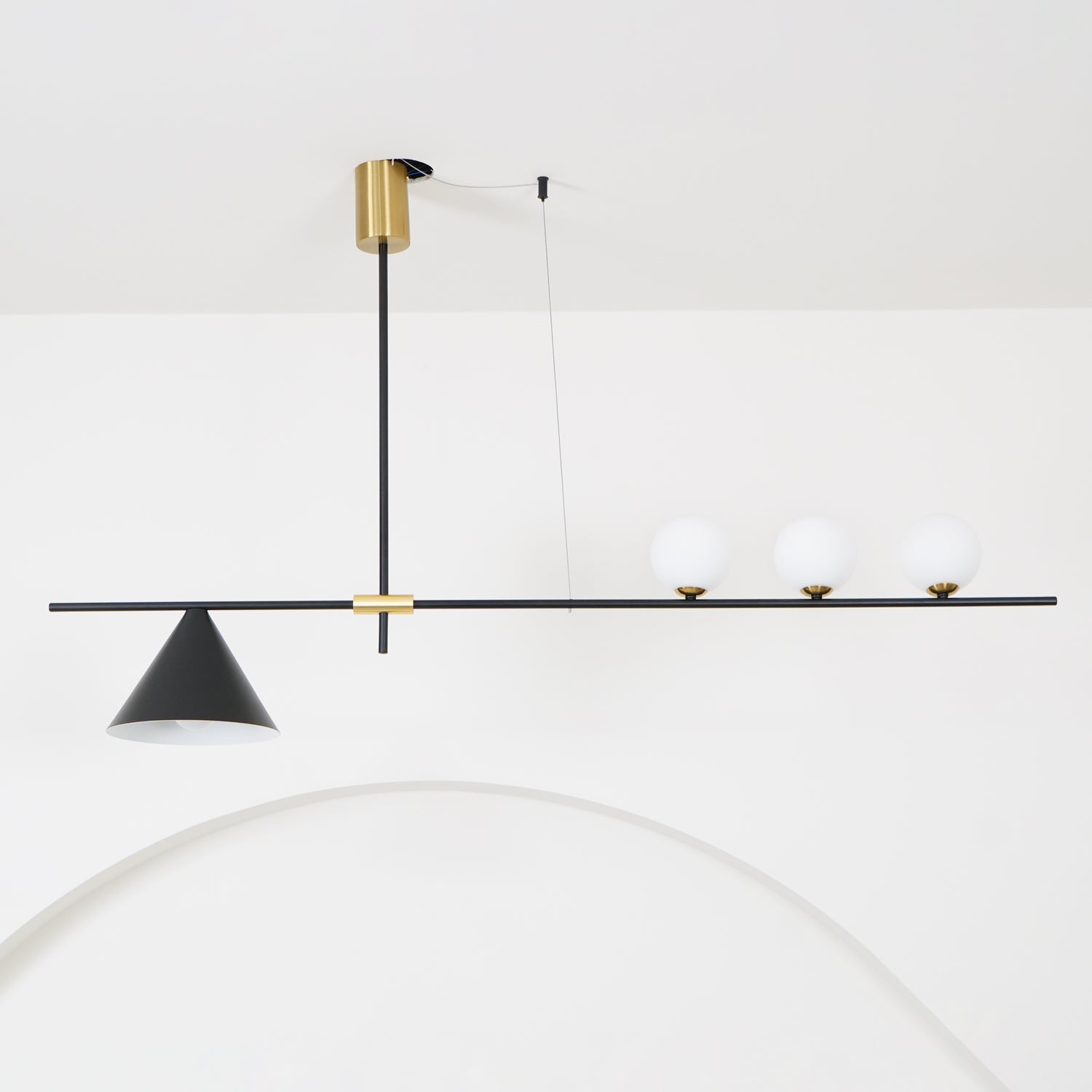 Eclipse Modern Linear Suspension Light - Sleek Minimalist LED Pendant Lighting for Kitchen Island, Dining Room & Living Room - Adjustable Hanging Fixture with Dimmable Warm White Light