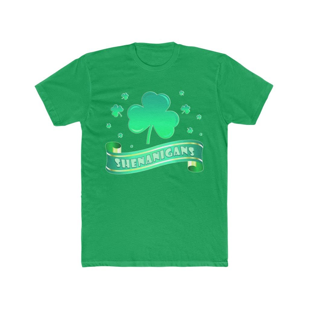Funny St. Patrick's Day Shirt for Men - Shenanigans & Shamrock Graphic Tee - Irish Themed Apparel for St. Paddy's Day Celebrations, Pub Crawls, and Parades