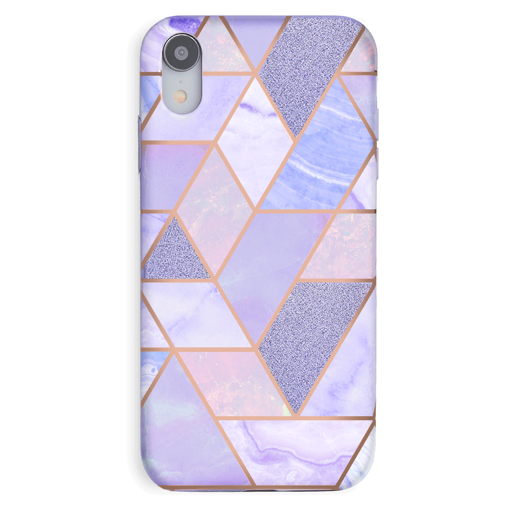 Stylish Purple Geometric Marble iPhone Case - Durable Protective Cover for iPhone 13/14/15 Pro Max - Trendy Aesthetic Phone Case for Women & Men - Perfect for Daily Use, Travel & Gift Giving