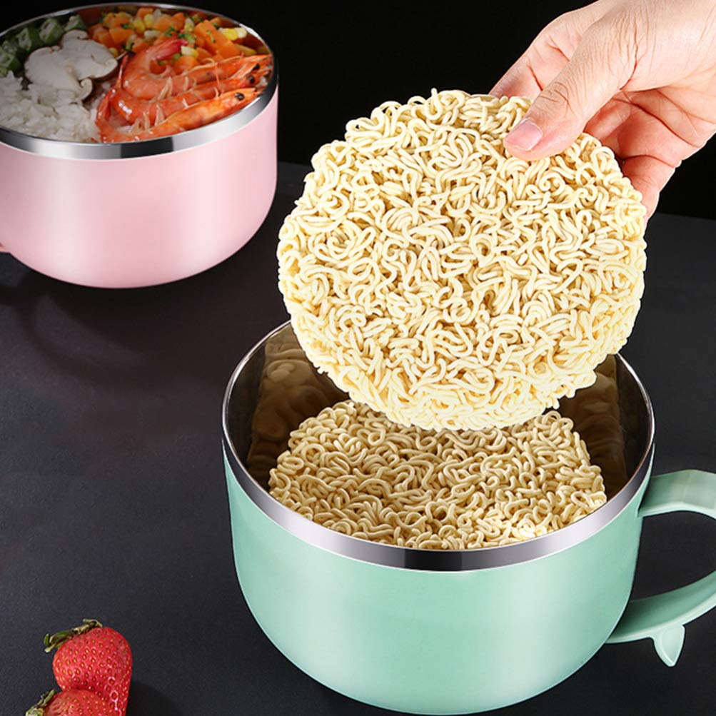 **Hemoton Stainless Steel Food Storage Container with Lid - Microwave Safe Instant Noodle Bowl, Rice Bowl & Mixing Bowl for Camping, Kitchen & Outdoor Use**