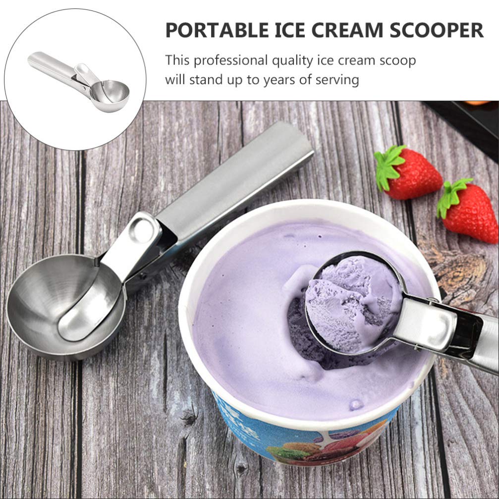 2-Pack Stainless Steel Ice Cream Scoop - Durable Fruit & Ice Ball Scooper for Home Kitchen, Dessert Serving, and Party Tableware - Perfect for Ice Cream, Sorbet, Melon Balls & Cocktail Garnishes