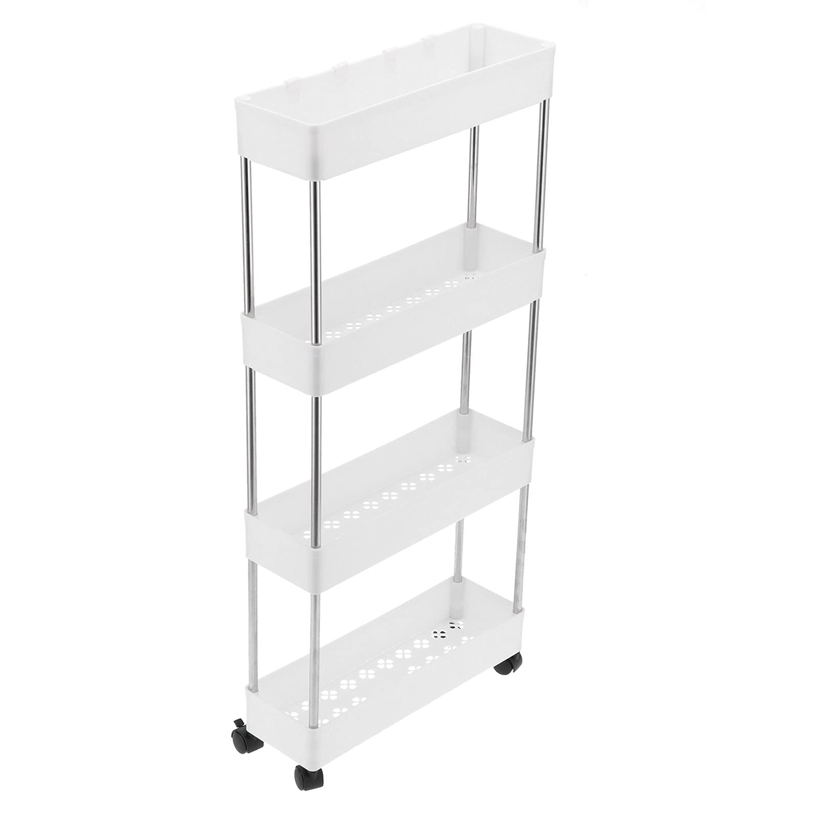 Walfront 4-Tier Kitchen Organizer Cart - Space-Saving Spice Rack with Wheels, No Assembly Required - Multi-Purpose Storage Shelf for Pantry, Bathroom, Laundry Room & Office - Perfect for Small Spaces & Home Organization