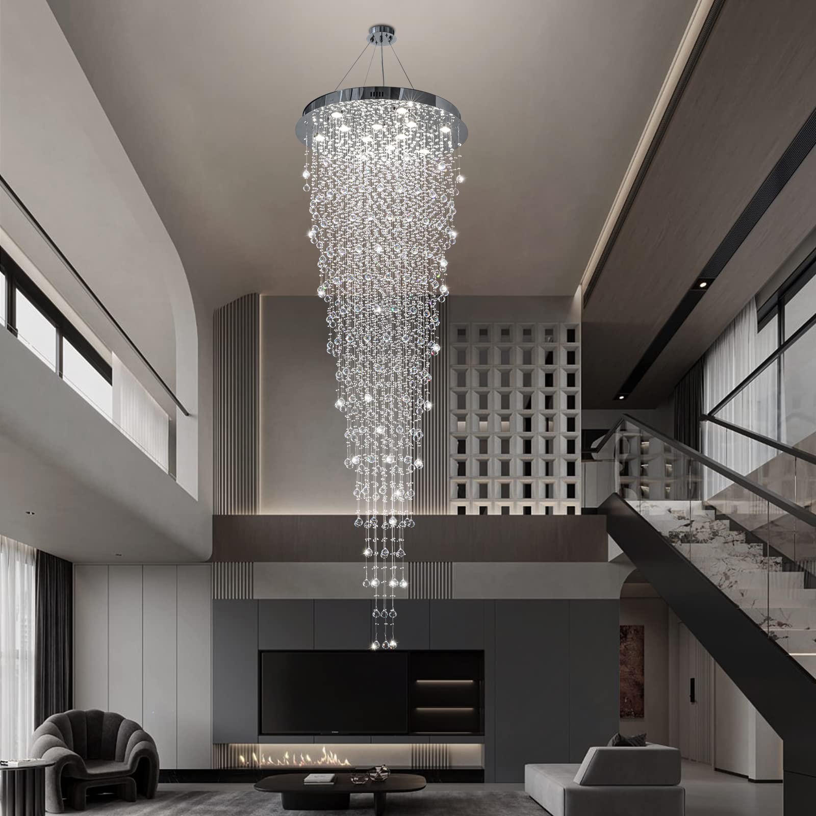 Luxury Modern Large Crystal Chandelier for High Ceilings - 32