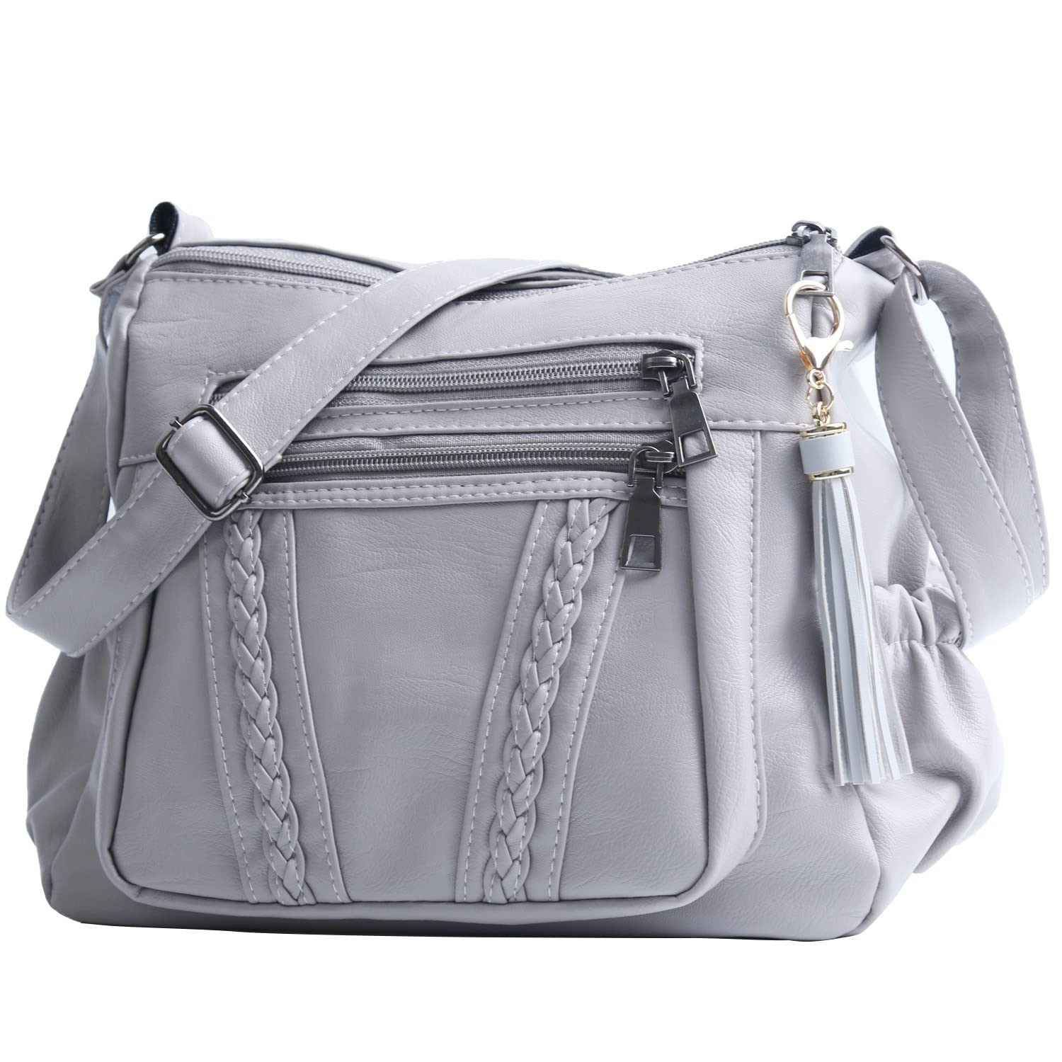 ELDA Women's Crossbody Bag PU Leather Multi Pocket Purse for Travel & Daily Use