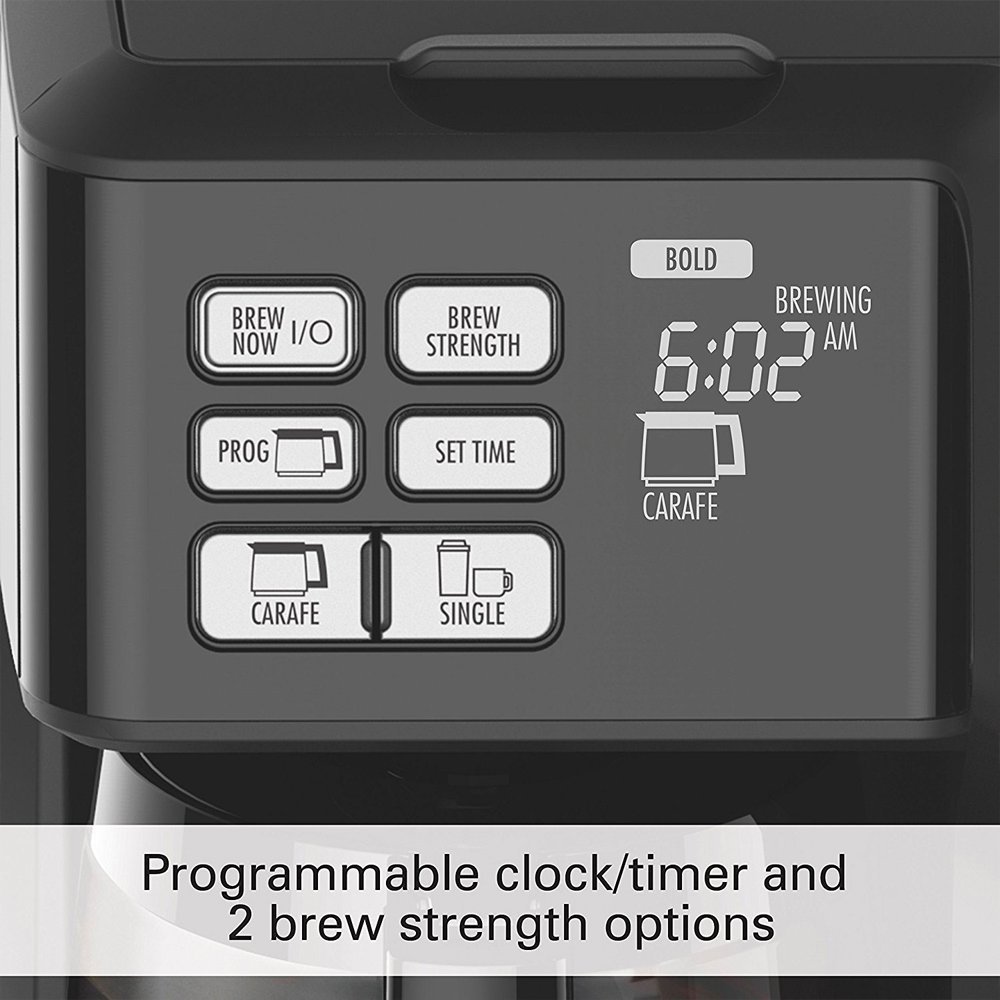 Hamilton Beach FlexBrew 2-Way Programmable Coffee Maker (49976) - Single Serve & 12-Cup Carafe, Compatible with K-Cup Pods & Ground Coffee, Includes Support Extension - Perfect for Home, Office, and Kitchen Use