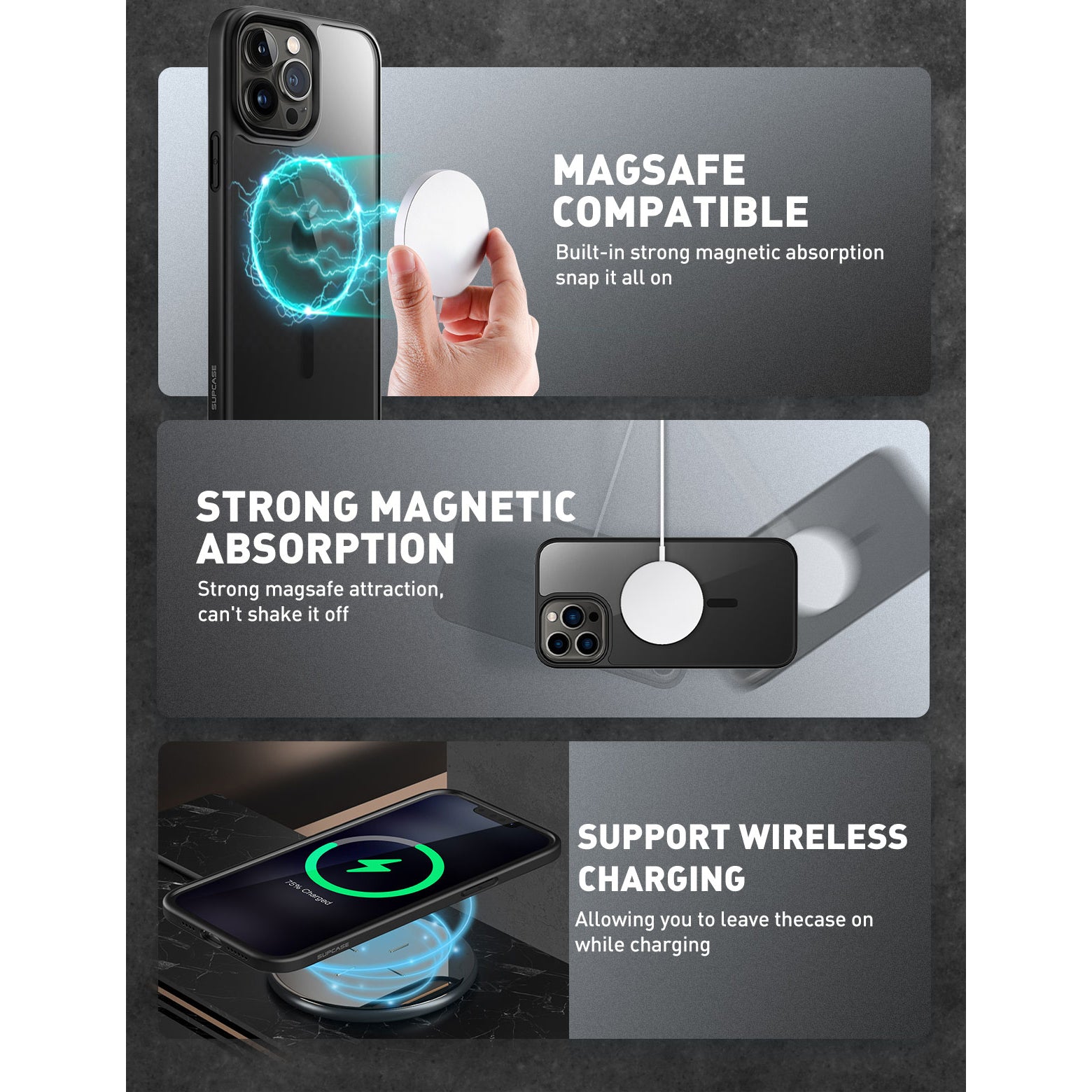 iPhone 13 Pro Max Case 6.7 Inch - Unicorn Beetle MAG Slim Clear Protective Cover with MagSafe Compatible (Smoke Black) - Perfect for Everyday Use, Travel & Wireless Charging
