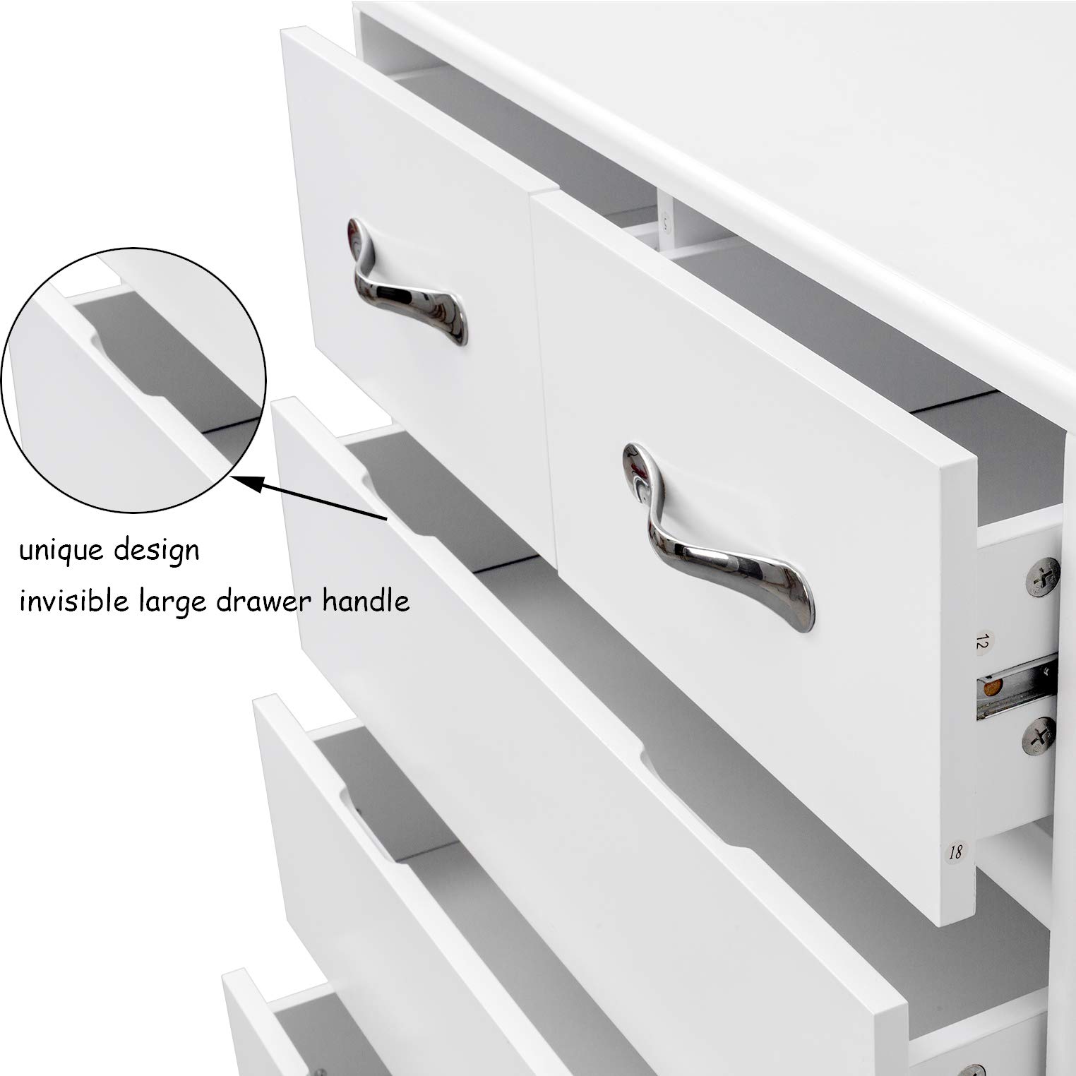 Wooden Nightstand with Storage Drawers & Fabric Bins - Side Table Cabinet for Bedroom, Living Room | File Organizer with Easy Pull Handles - White End Table for Home Office & Small Space Organization