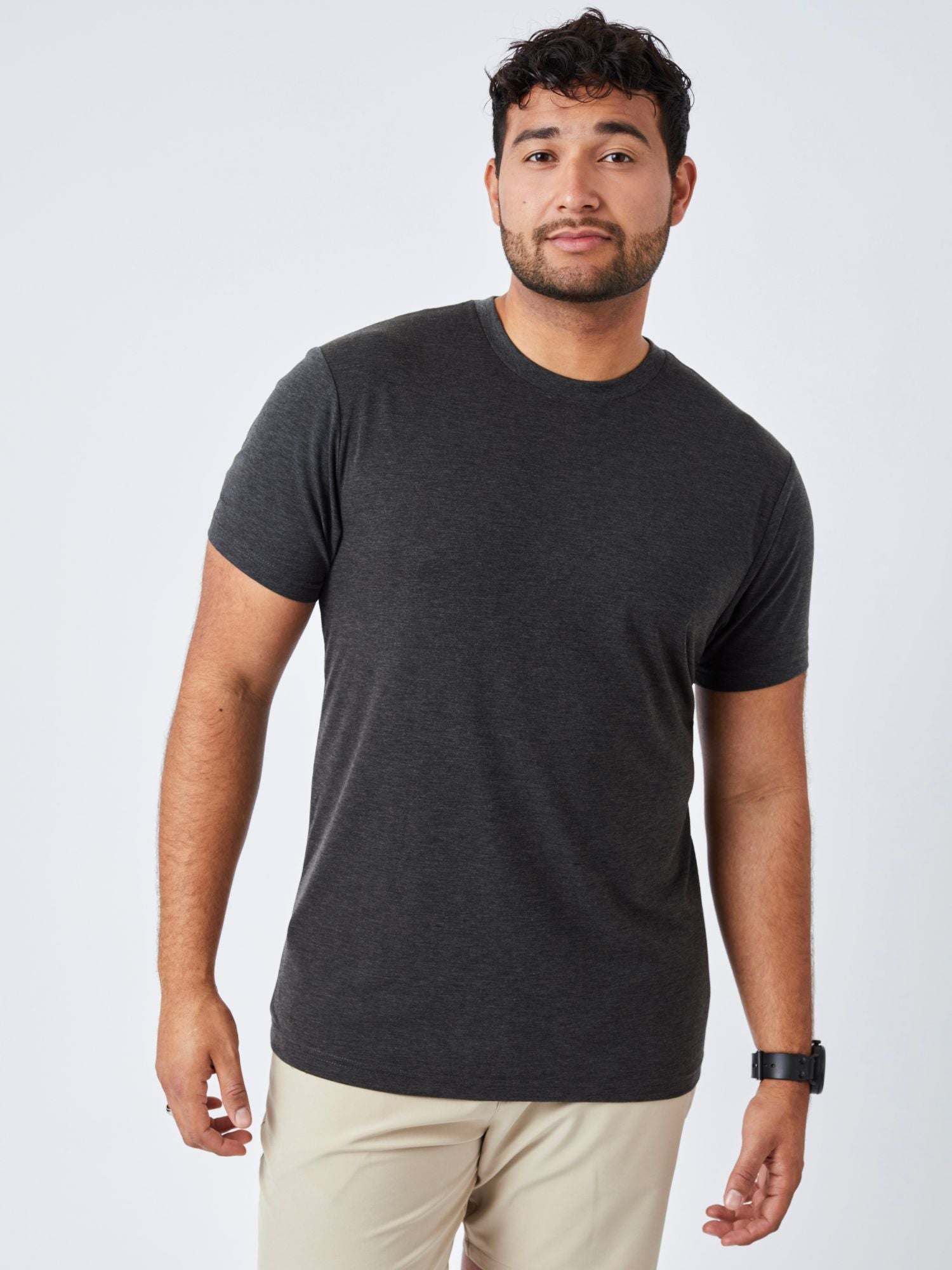 Premium Charcoal Performance Crew Neck T-Shirt for Men - Moisture-Wicking, Breathable & Odor-Resistant - Ideal for Workouts, Gym & Casual Wear