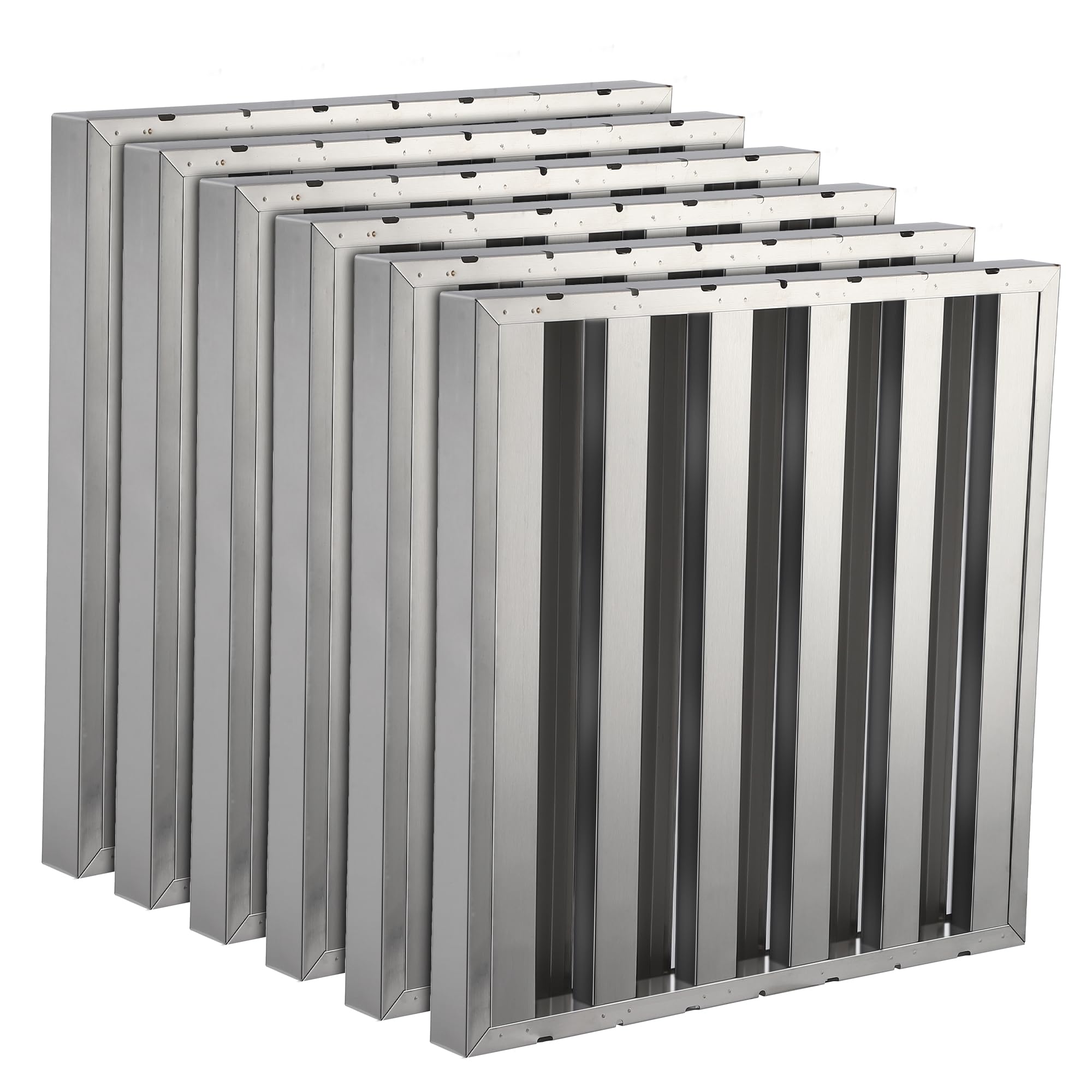 GARVEE 19.5x24.5 Inch Stainless Steel Range Hood Filters - 430 Grade, 5 Grooves, 6 Pack - Perfect for Kitchen Ventilation & Grease Protection