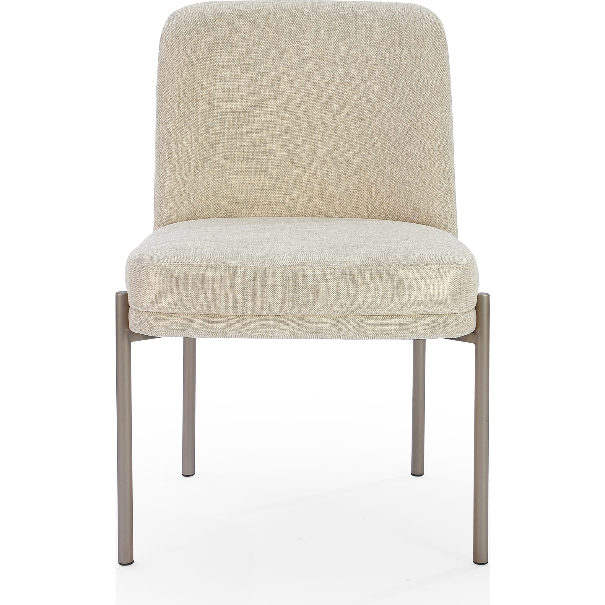 Dion Upholstered Dining Chair - Natural Linen Fabric with Brushed Nickel Metal Legs - Modern Kitchen & Dining Room Furniture for Home & Restaurant Use