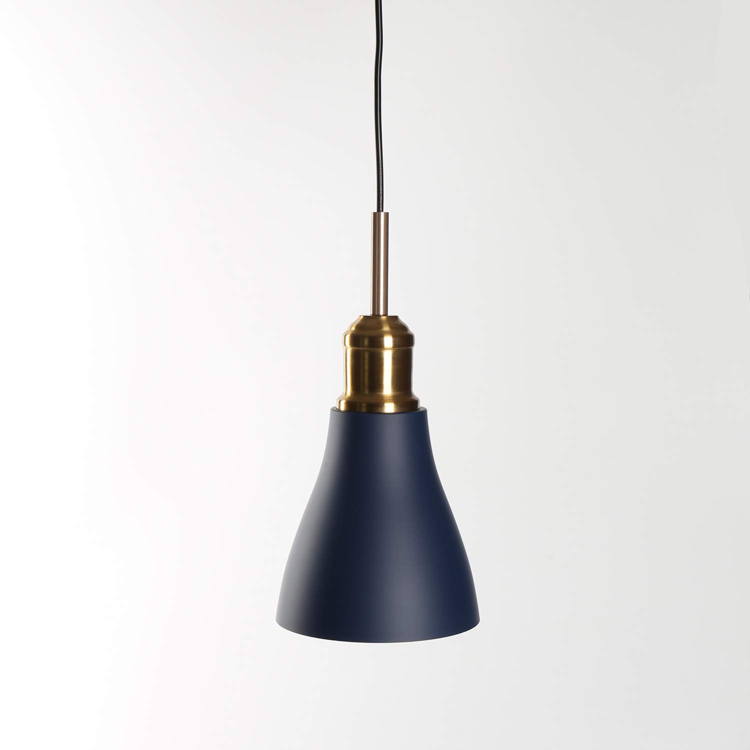 Modern Brass Copper Painted Ceiling Pendant Light with Metal Lampshade - Blue LED Lighting Fixture for Dining Room, Kitchen, Coffee Bar, Living Room & Study | Energy Efficient Home Decor Lighting Solution