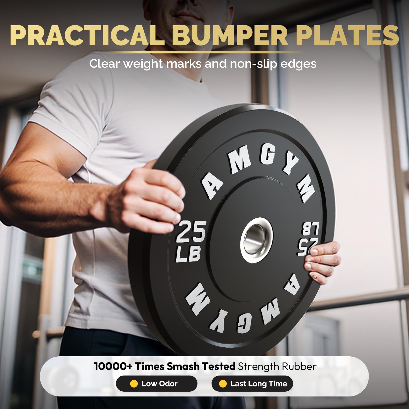 Premium Rubber Coated Steel Bumper Plates 10-500lbs - 2 Inch Olympic Barbell Weight Set for Home Gym, CrossFit, Strength Training & Weightlifting - Ideal for Deadlifts, Squats & Powerlifting Workouts
