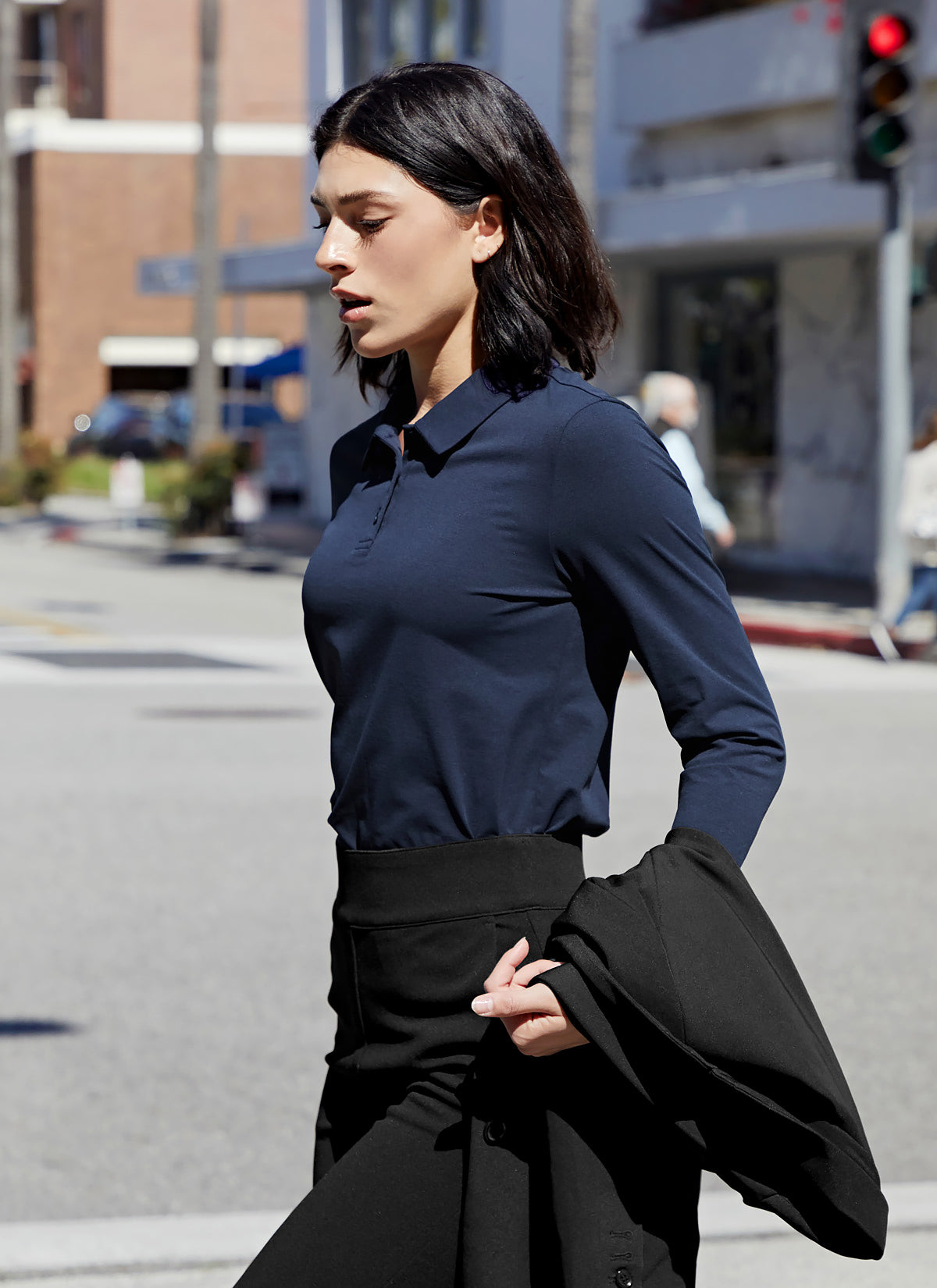 Eco Dex Women's Long Sleeve Polo Shirt - Breathable Moisture Wicking Performance Top for Golf, Tennis & Casual Wear