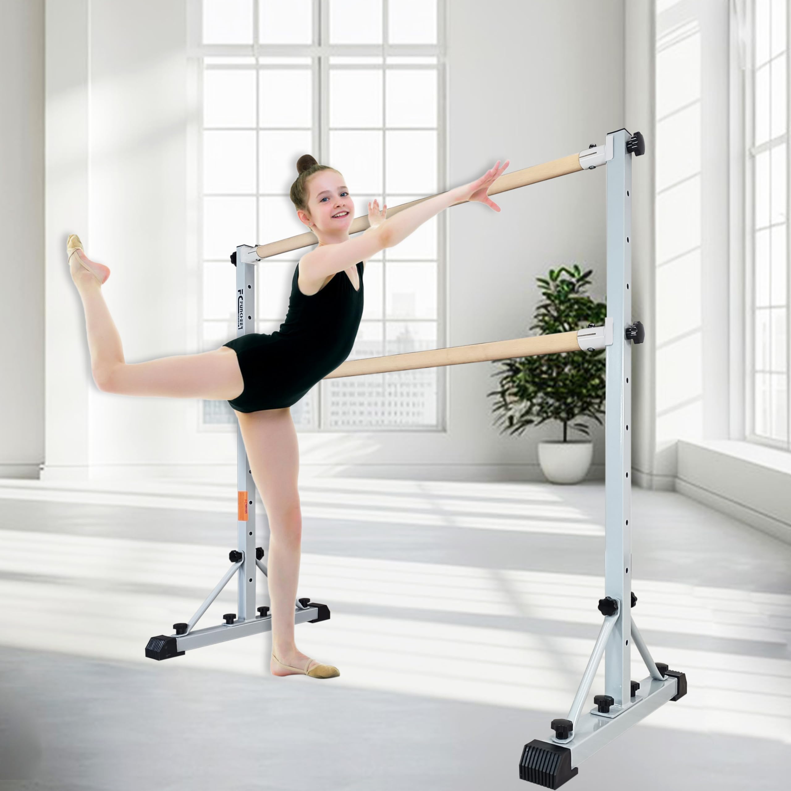 Adjustable Ballet Barre - Portable Dance Bar for Home & Studio, Sturdy Fitness Equipment for Dance, Balance & Stretching Exercises, Supports Up to 250 lbs - Perfect for Ballet Practice, Yoga & Workout Training