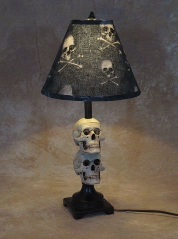 2 Pack Gothic Skull Desk Lamps with Bone-Shaped Shade - Vintage Horror Decor for Study, Gaming Room, Halloween Party & Gothic Home Decor