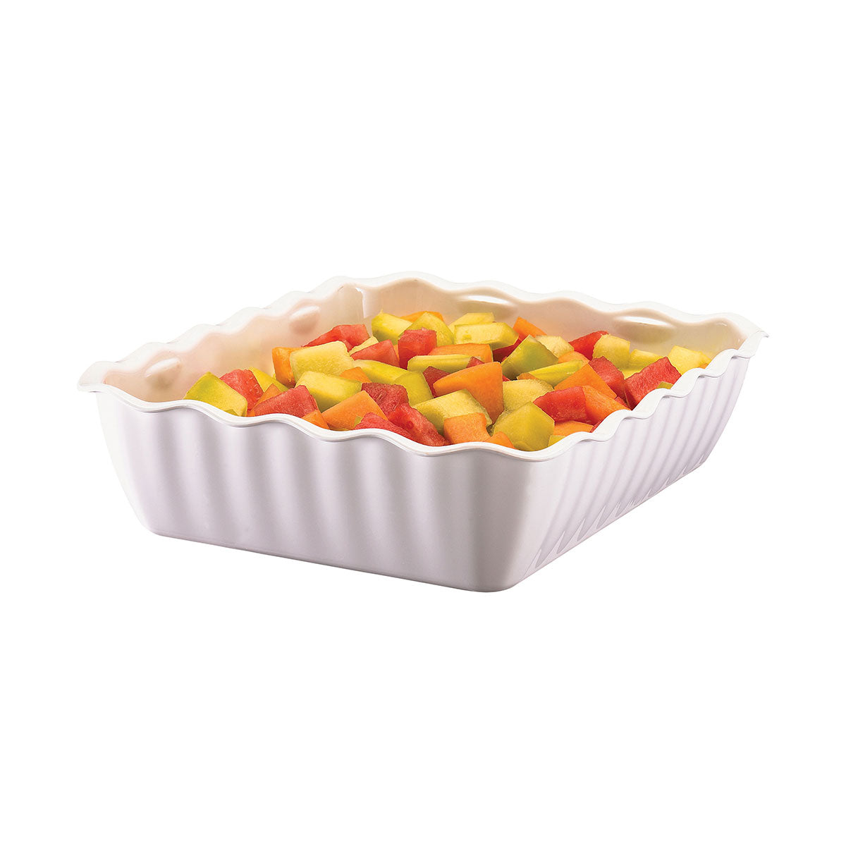 Cambro DC10148 4.9 Qt White Scalloped Pattern Deli Crock - Perfect for Food Storage, Catering, and Deli Display