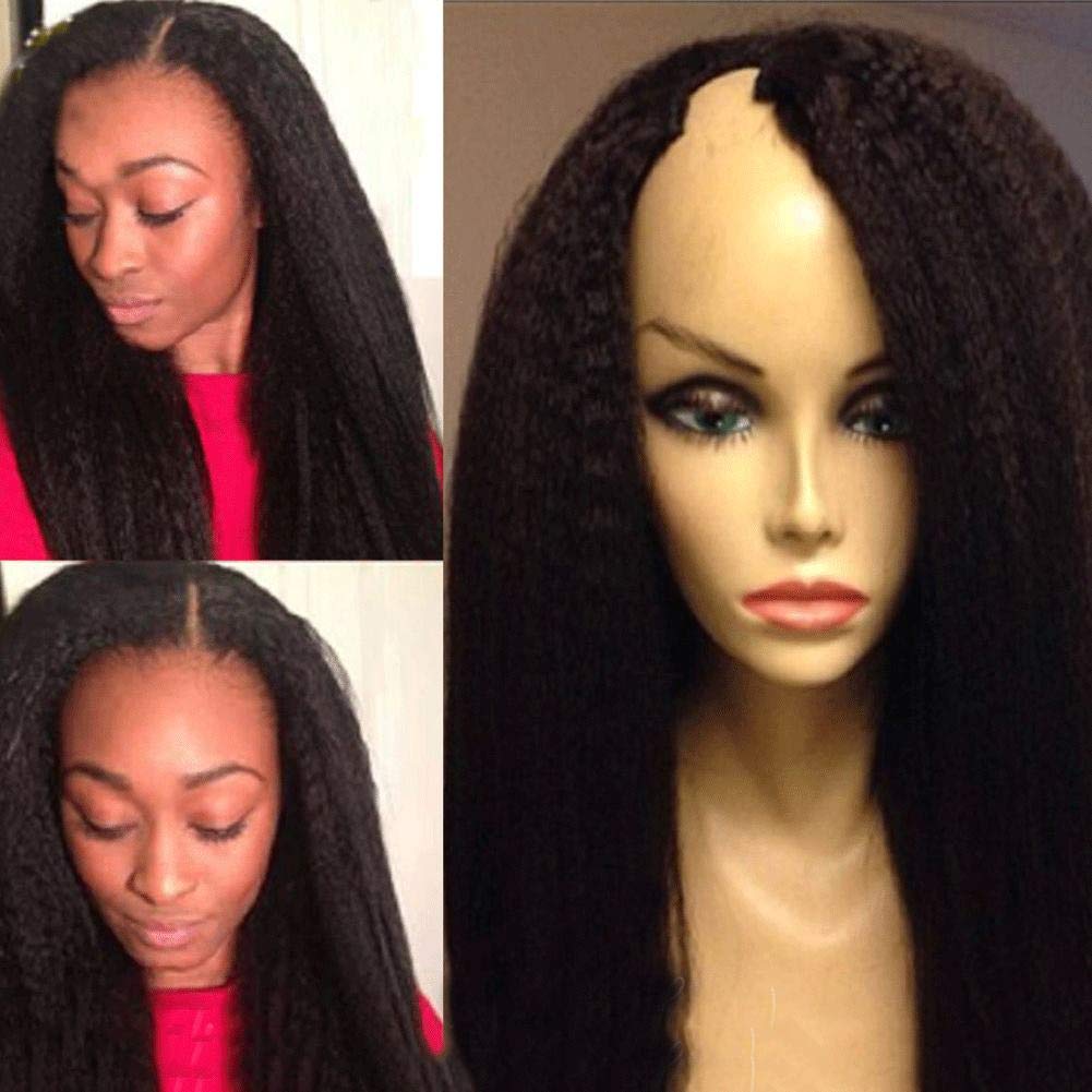 180% Density U Part Wig Human Hair - 10A Brazilian Virgin Hair Wigs - Italian Yaki Straight U Part Wigs for Black Women - 18 Inch Kinky Straight Human Hair Wig - Perfect for Daily Wear, Special Occasions & Protective Styling
