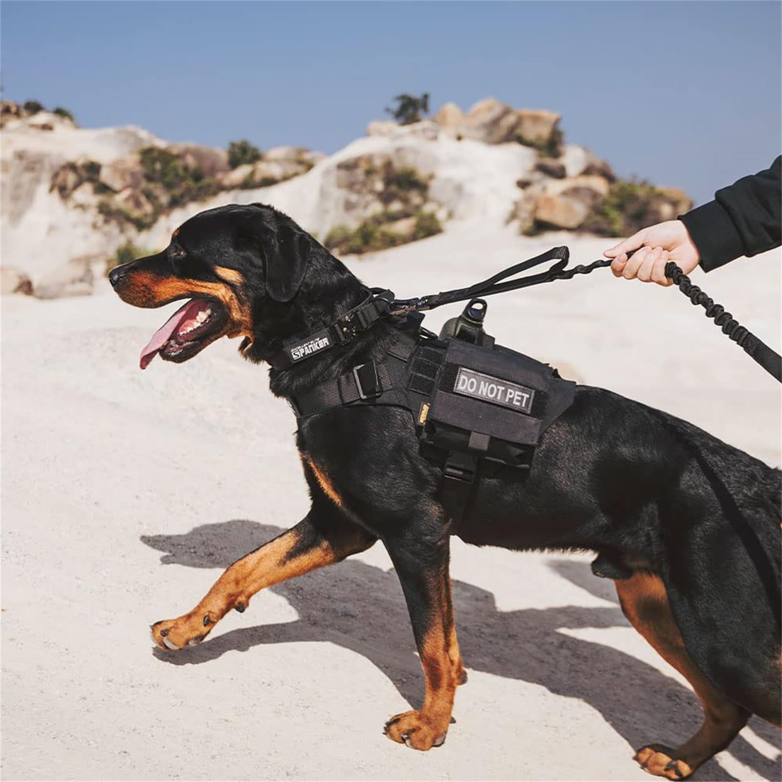 EXCELLENT ELITE SPANKER Tactical Military Dog Harness - Adjustable No-Pull Training Vest with Handle for Hunting, Walking & Outdoor Adventures (BLK-M)