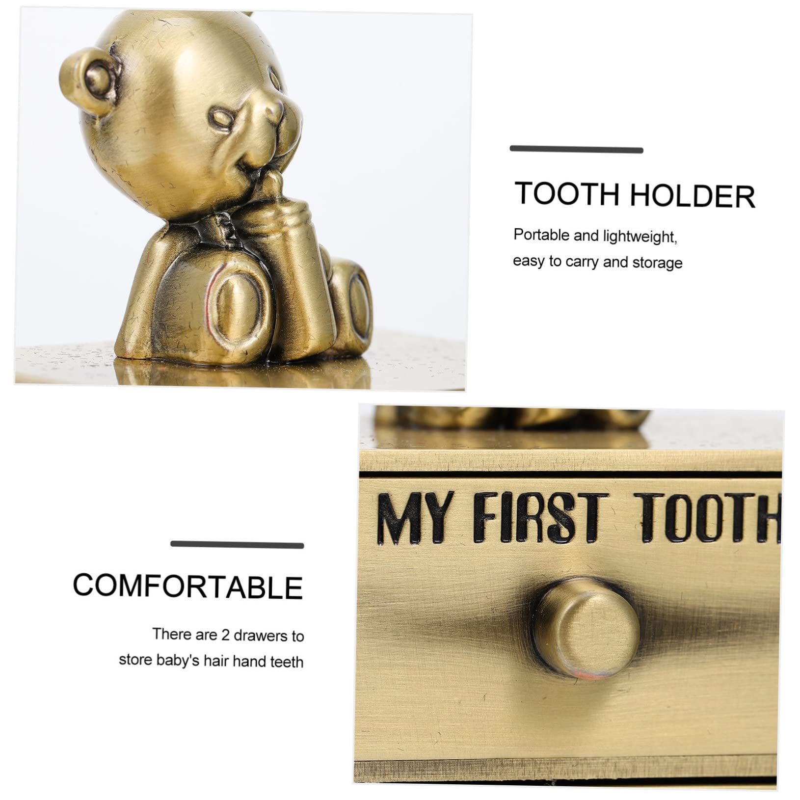 Toyvian 5-Piece Baby Tooth Keepsake Box Set - Zinc Alloy Storage Case for Boys & Girls' Deciduous Teeth - 2 Compartments Organizer - Perfect for Baptisms, Christmas, Birthdays & First Tooth Milestones